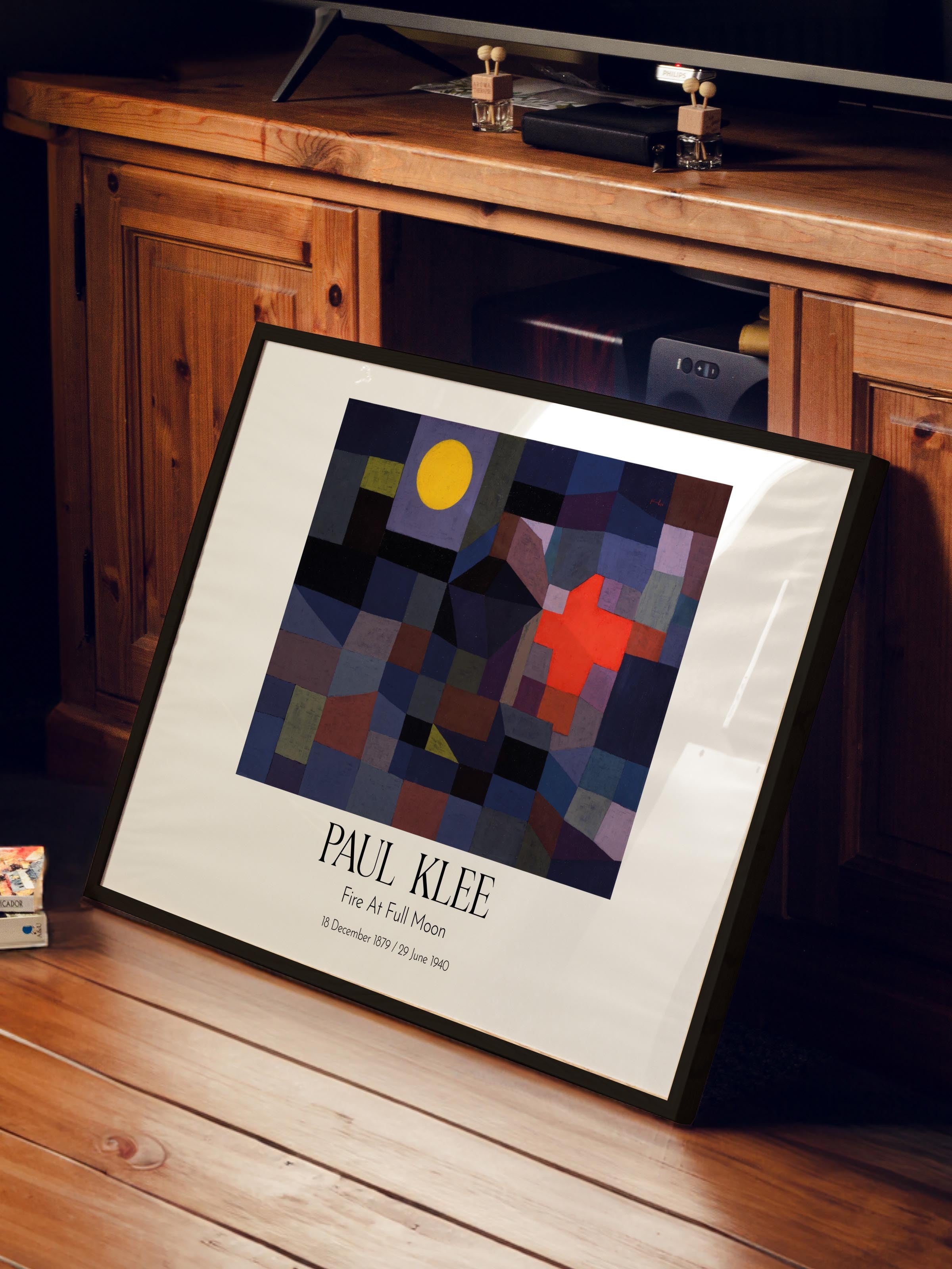 Paul Klee - Fire At Full Moon, Siyah Çerçeveli Tablo, Sanat Serisi NO:110123