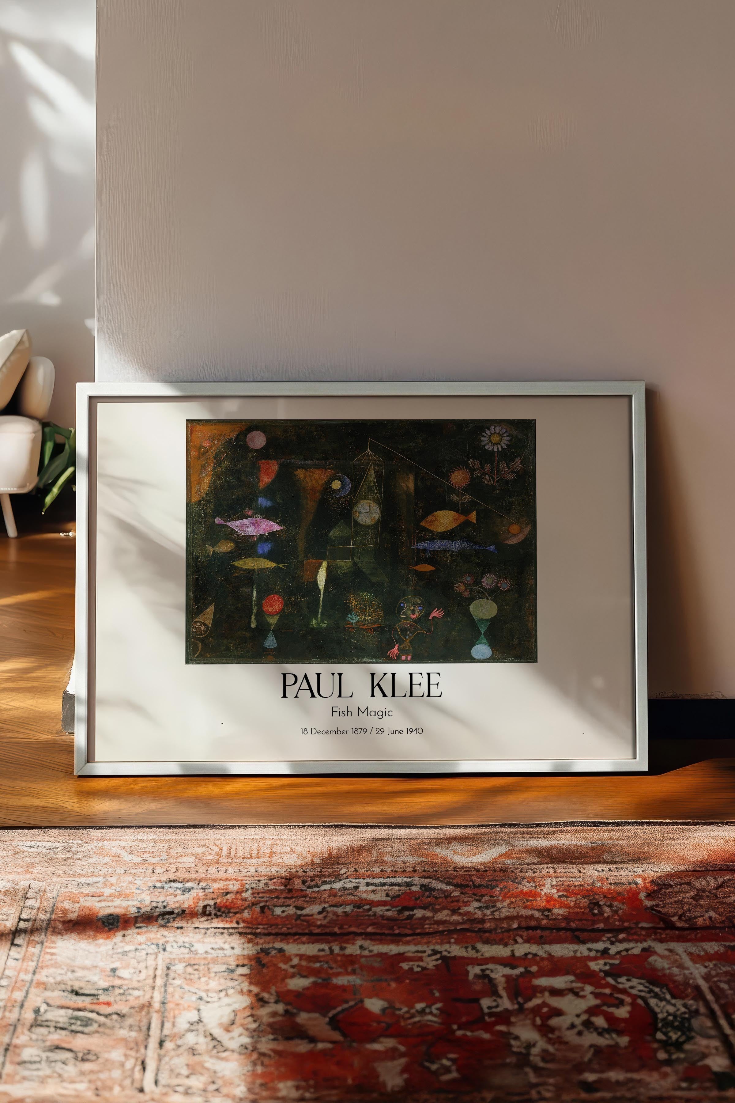Paul Klee - Fish Magic, Beyaz Çerçeveli Tablo, Sanat Serisi NO:110124