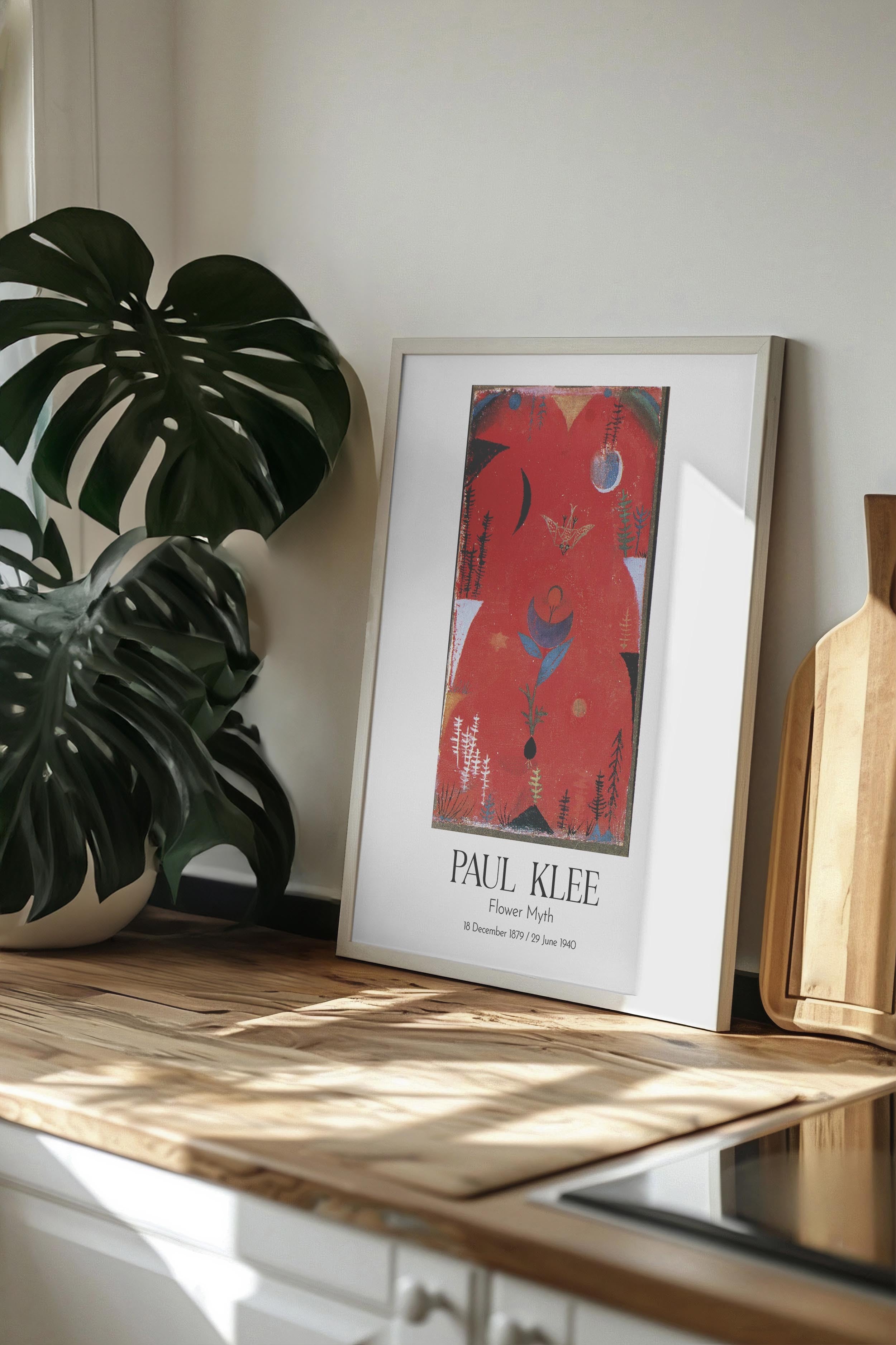 Paul Klee - Flower Myth, Beyaz Çerçeveli Tablo, Sanat Serisi NO:110112