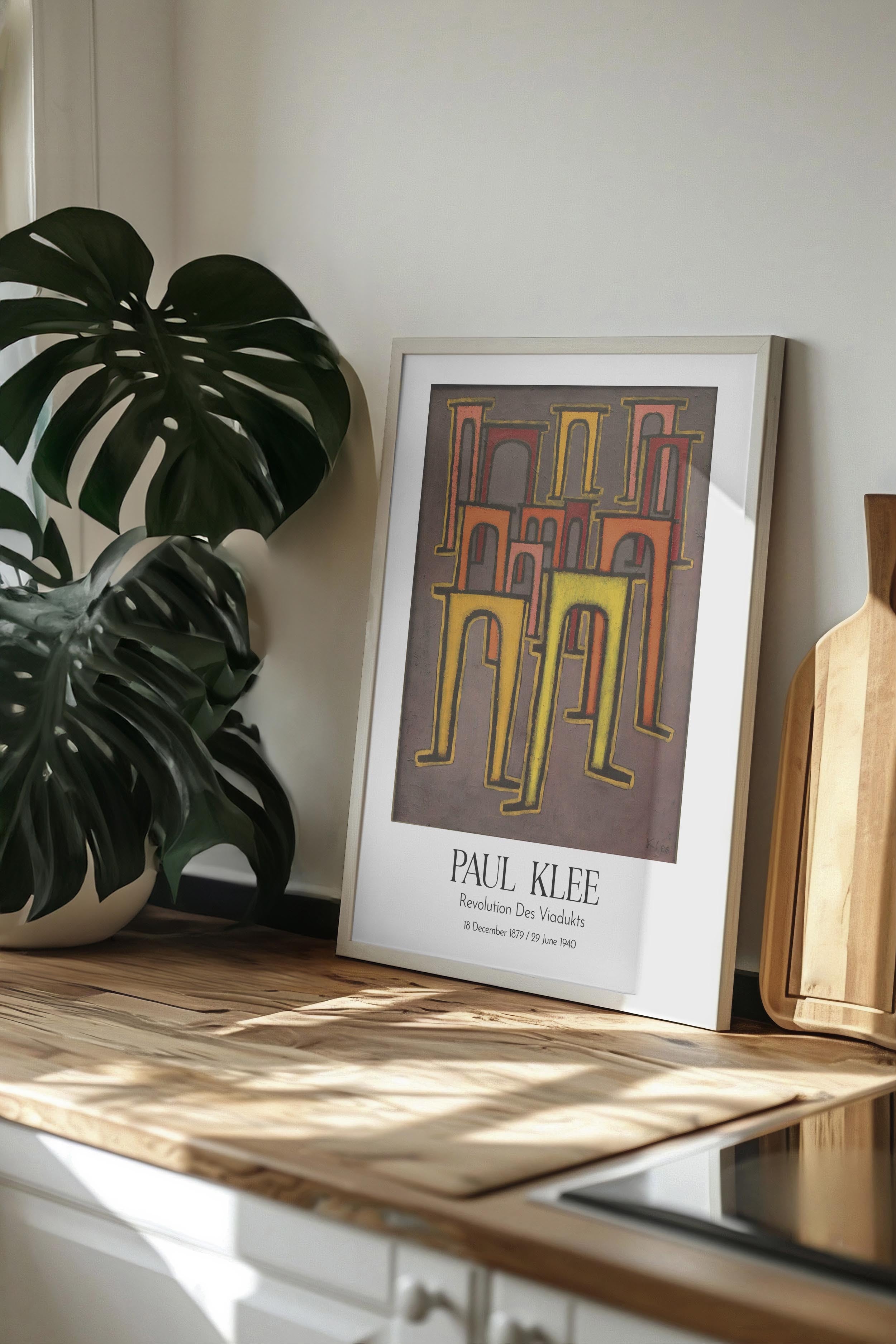Paul Klee - Revolution Des Viadukts, Beyaz Çerçeveli Tablo, Sanat Serisi NO:110116