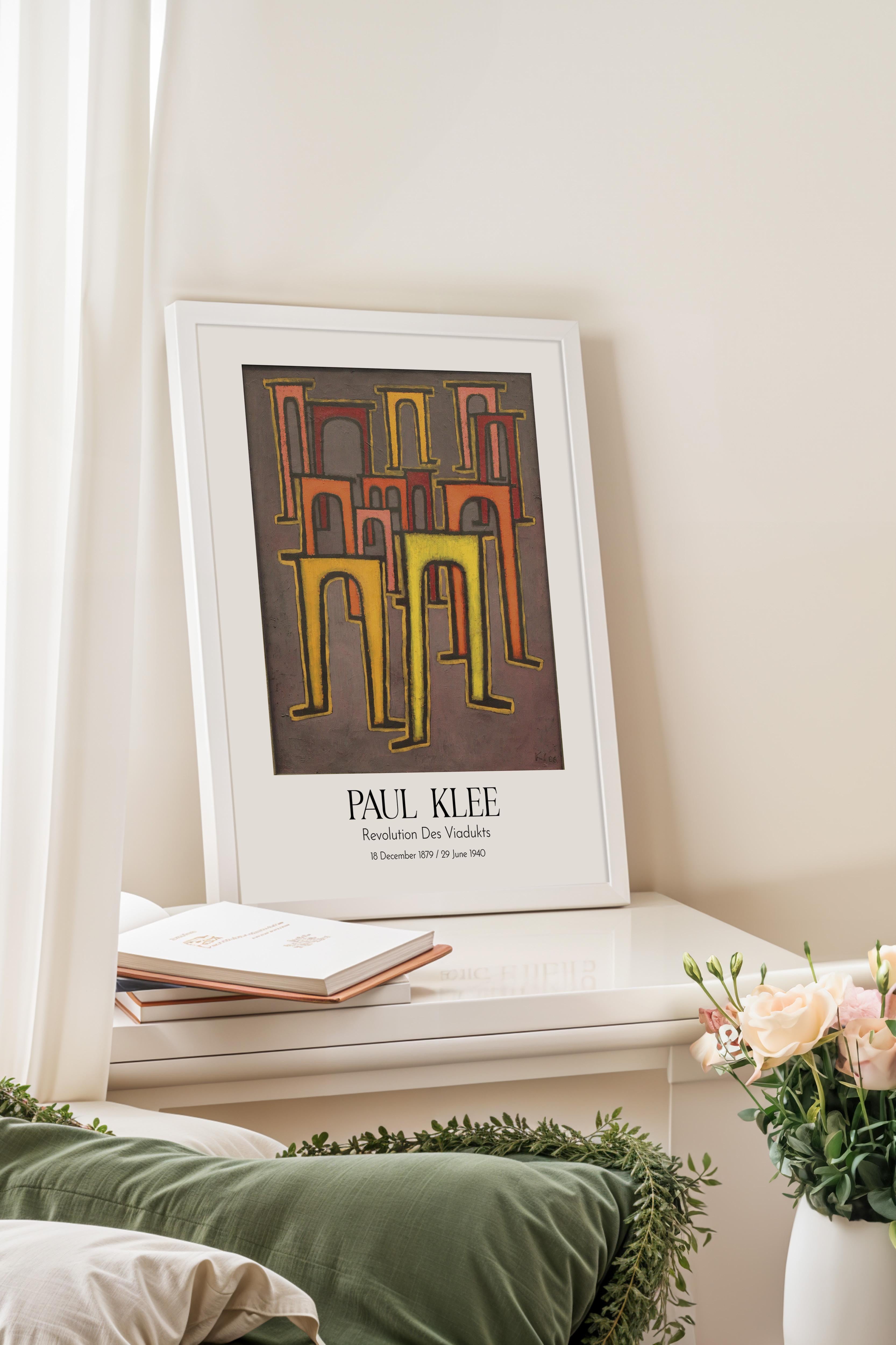 Paul Klee - Revolution Des Viadukts, Beyaz Çerçeveli Tablo, Sanat Serisi NO:110116