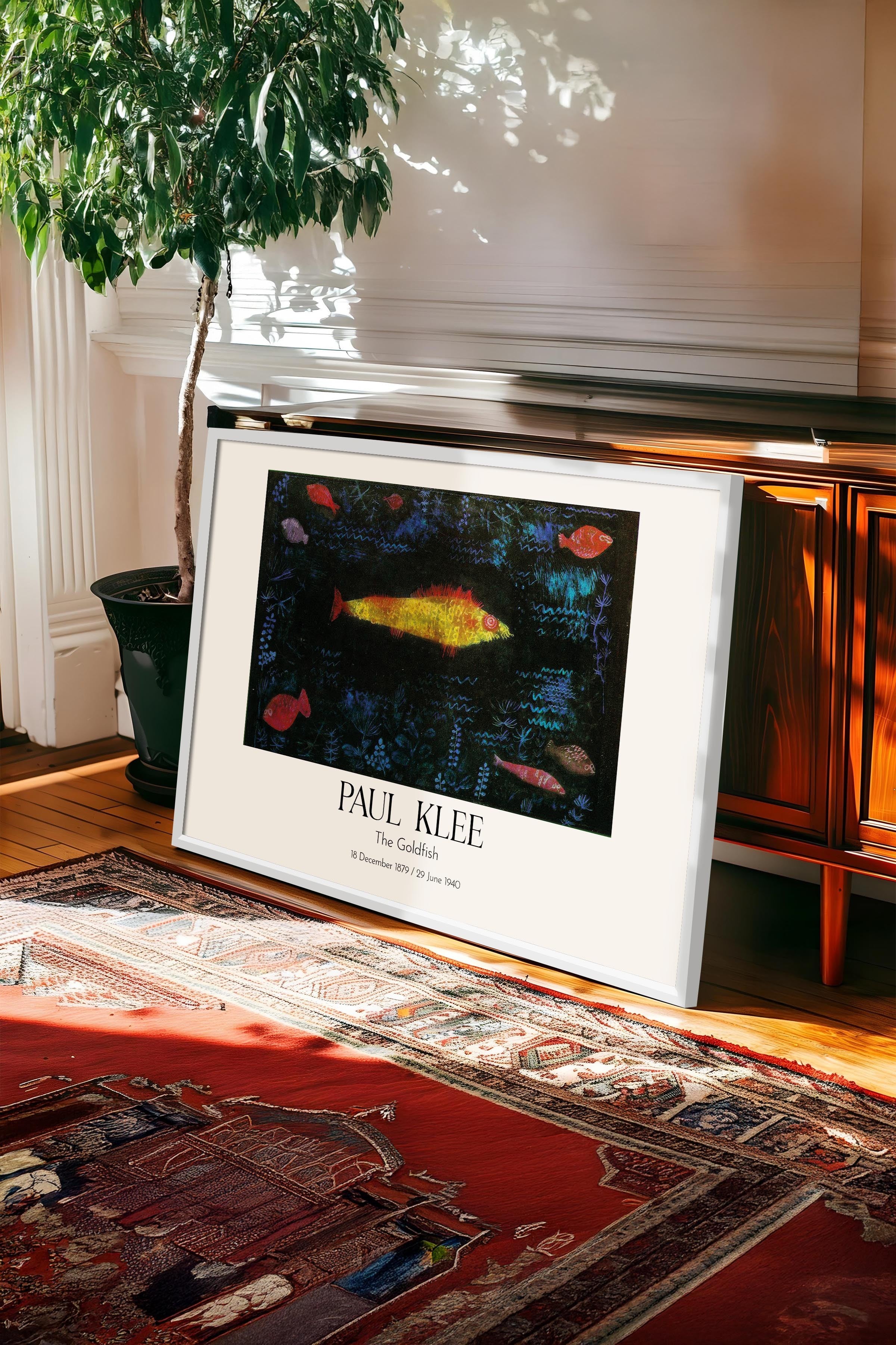 Paul Klee - The Goldfish, Beyaz Çerçeveli Tablo, Sanat Serisi NO:110131