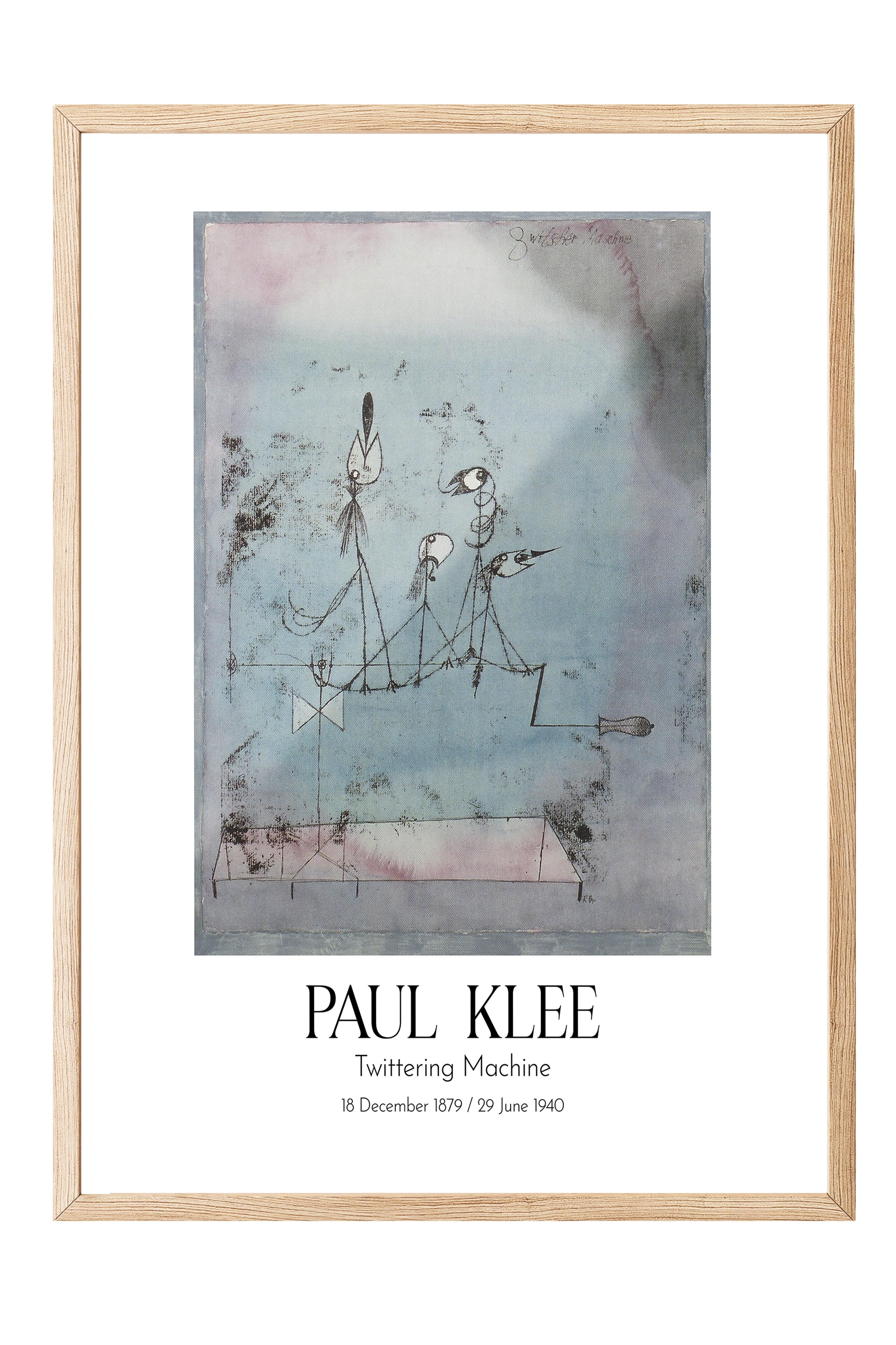 Paul Klee - Twittering Machine, Ahşap Çerçeveli Tablo, Sanat Serisi NO:110109
