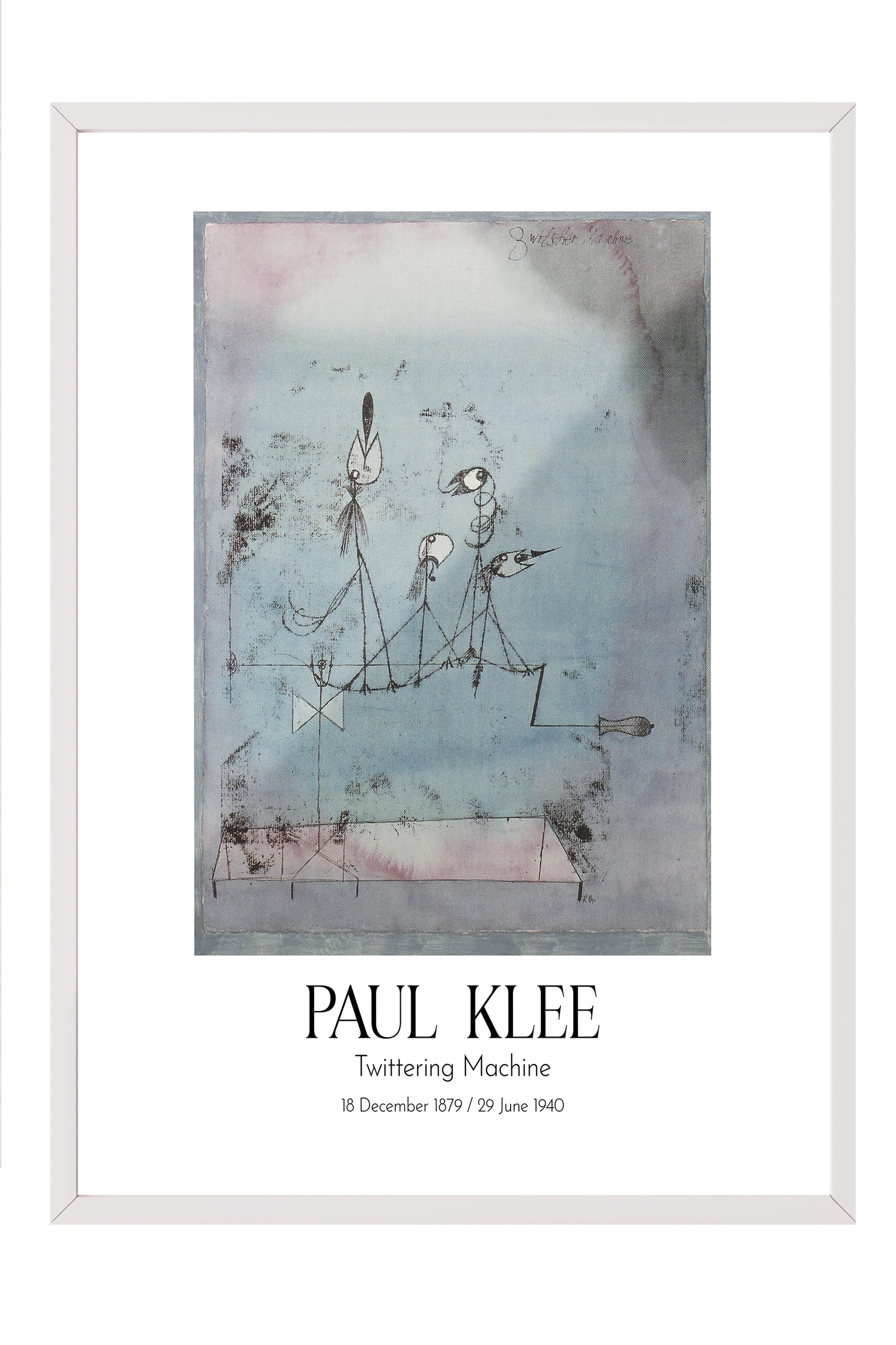Paul Klee - Twittering Machine, Beyaz Çerçeveli Tablo, Sanat Serisi NO:110109