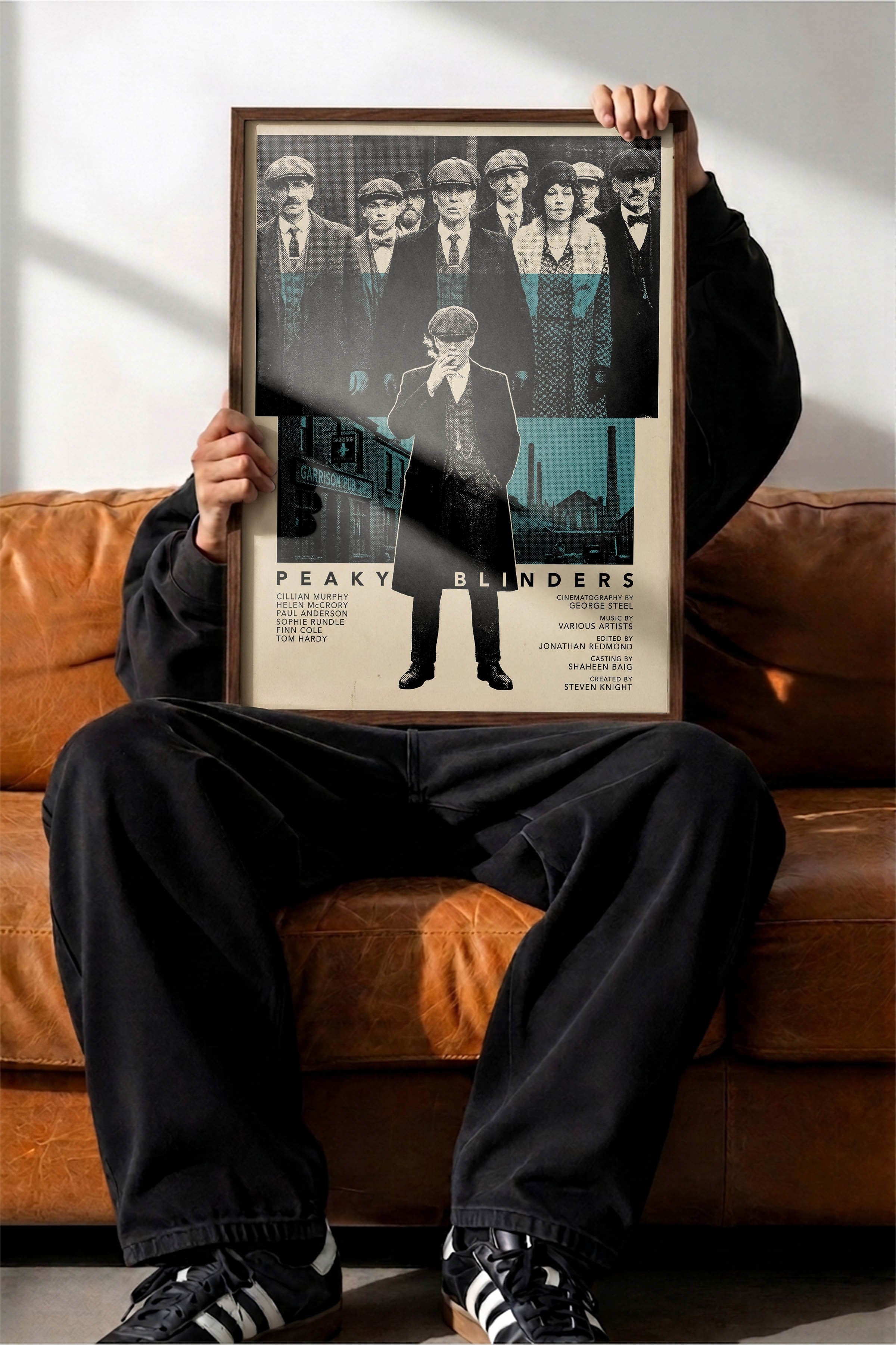 Peaky Blinders Kahverengi Çerçeveli Poster, Sinema ve Dizi Tablo, Film Dizi Afişleri NO:112784