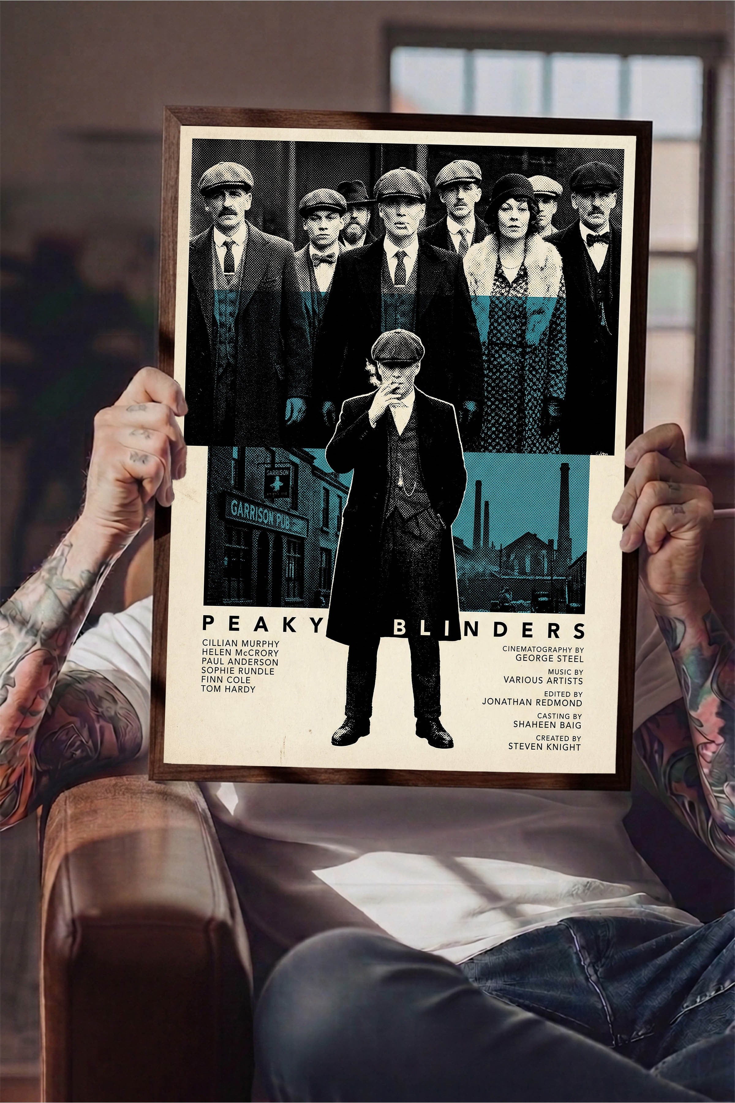 Peaky Blinders Kahverengi Çerçeveli Poster, Sinema ve Dizi Tablo, Film Dizi Afişleri NO:112784
