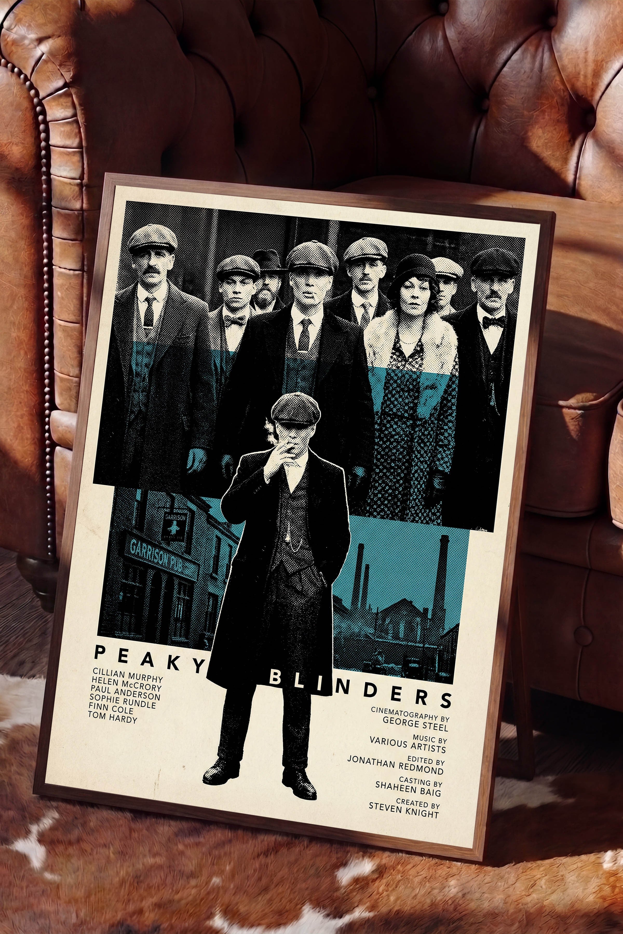 Peaky Blinders Kahverengi Çerçeveli Poster, Sinema ve Dizi Tablo, Film Dizi Afişleri NO:112784