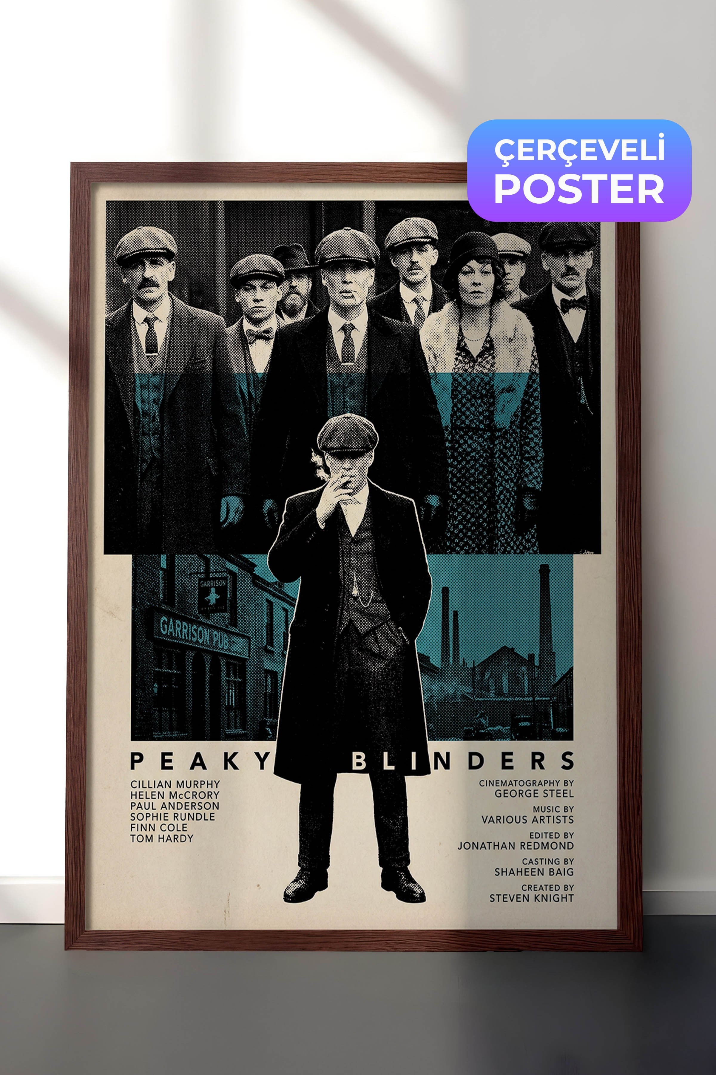 Peaky Blinders Kahverengi Çerçeveli Poster, Sinema ve Dizi Tablo, Film Dizi Afişleri NO:112784