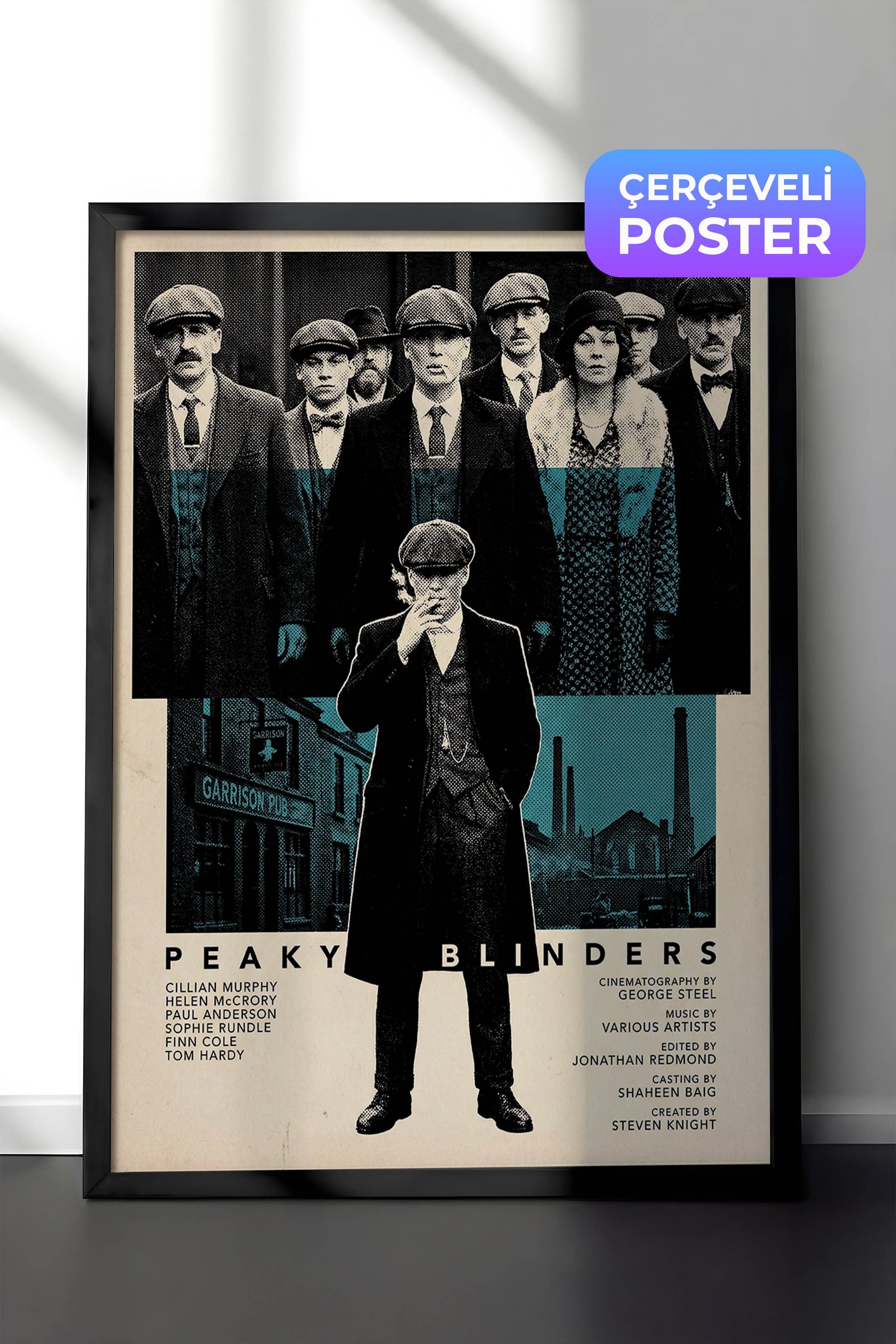 Peaky Blinders Siyah Çerçeveli Poster, Sinema ve Dizi Tablo, Film Dizi Afişleri NO:112784