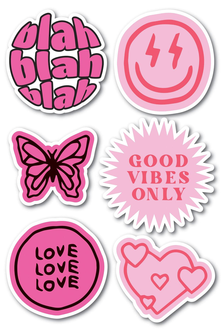 Pembe Temalı Sticker Seti - 6 Adet Etiket Seti- Telefon, Tablet, Defter Laptop Uyumlu Etiket