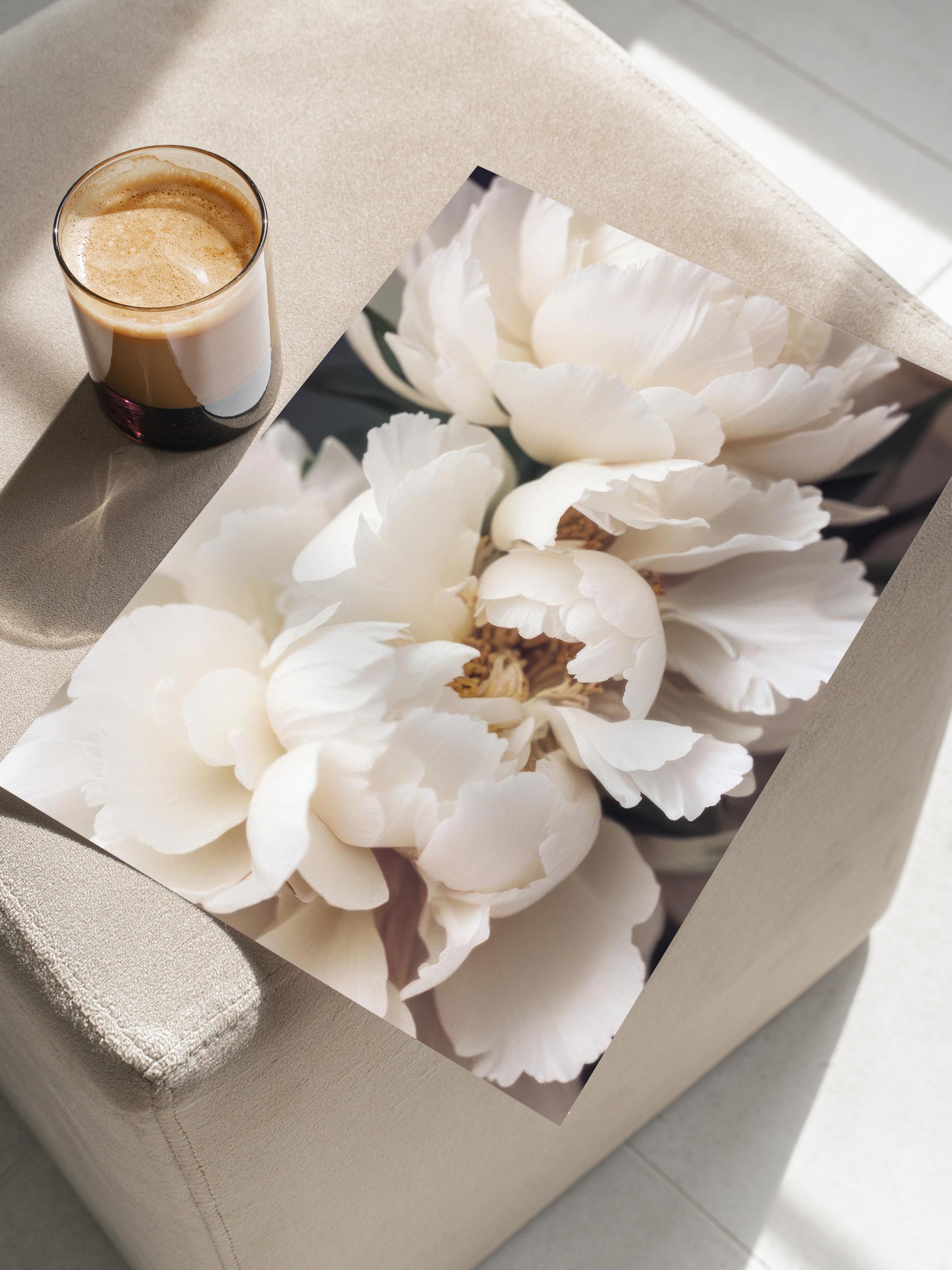 Peonies in Bloom Poster, Çerçevesiz Duvar Posteri, Dikey Duvar Tablosu Comfort Serisi NO:108428