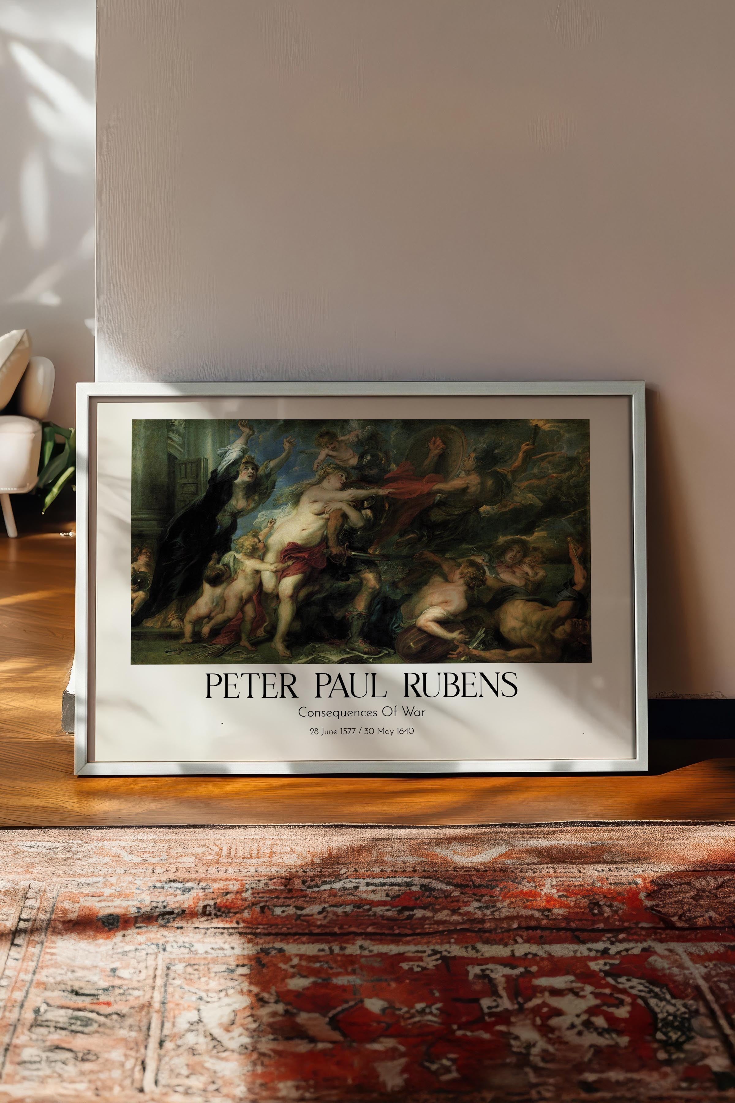 Peter Paul Rubens - Consequences Of War, Beyaz Çerçeveli Tablo, Sanat Serisi NO:112343