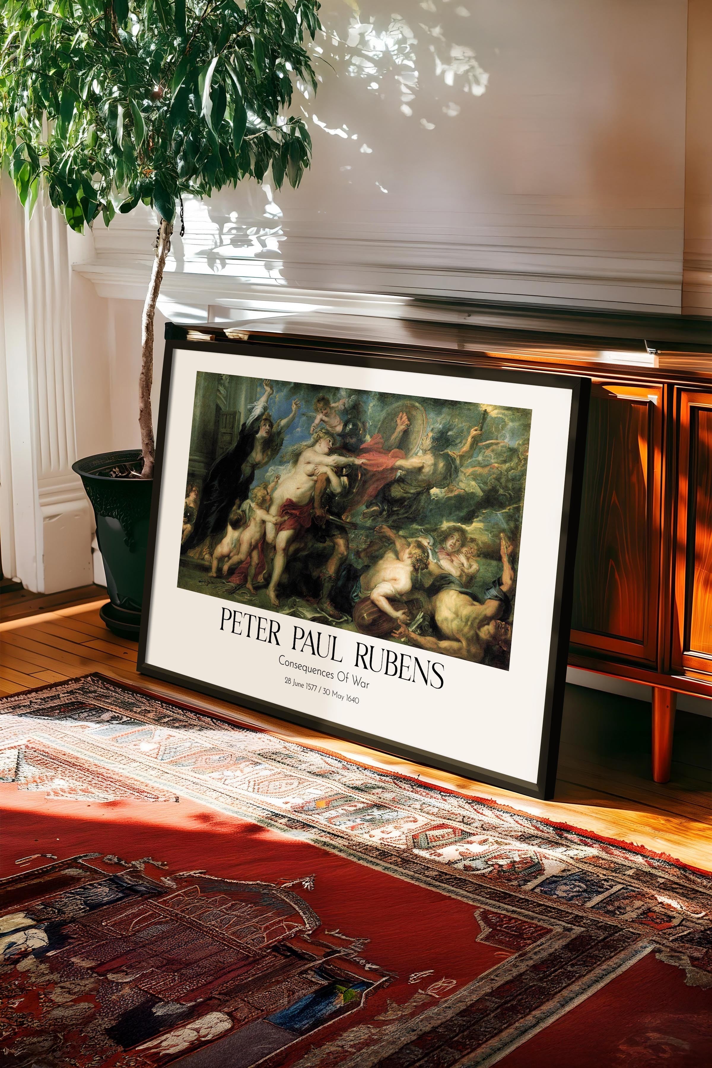 Peter Paul Rubens - Consequences Of War, Siyah Çerçeveli Tablo, Sanat Serisi NO:112343