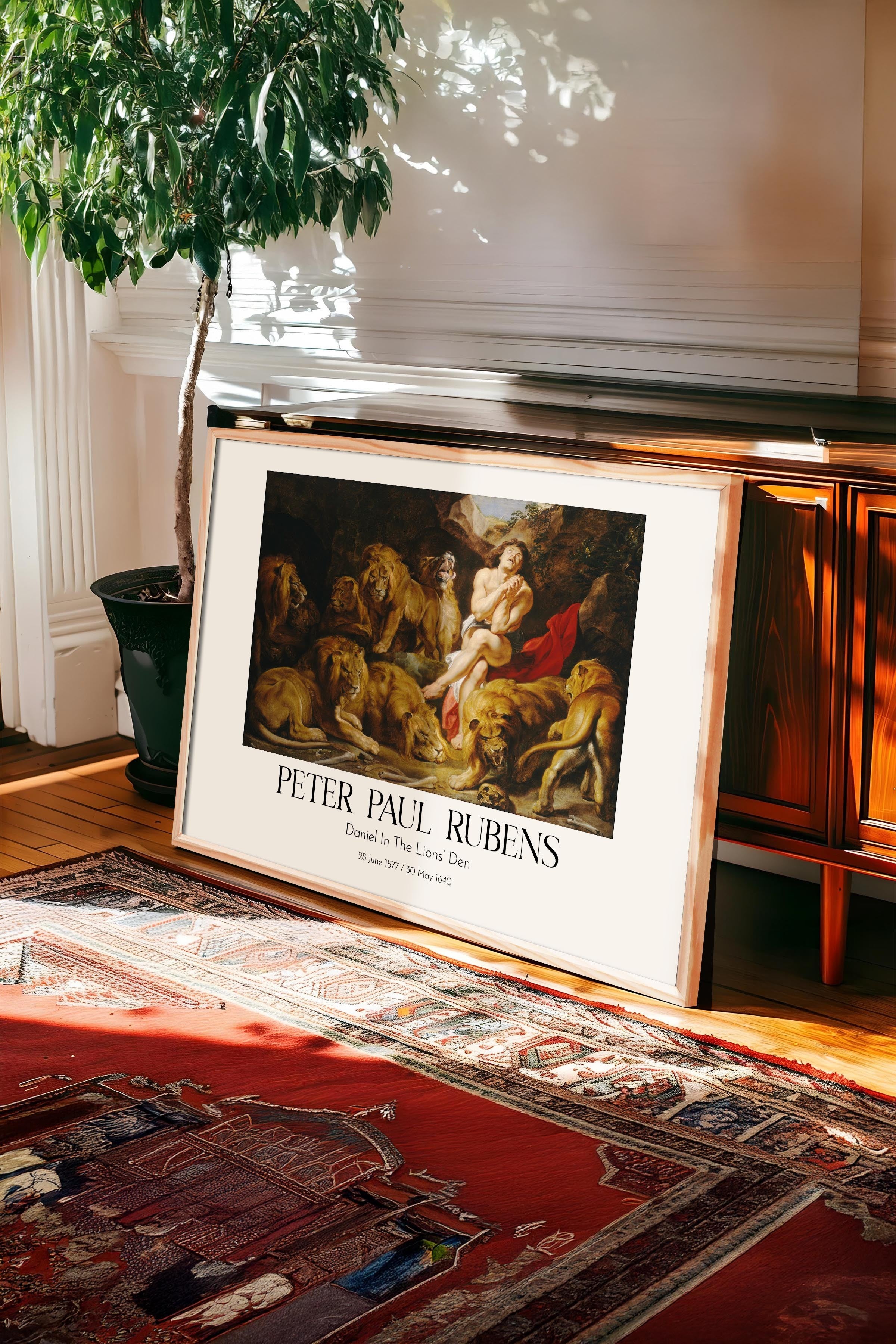 Peter Paul Rubens - Daniel In The Lions' Den, Ahşap Çerçeveli Tablo, Sanat Serisi NO:112344