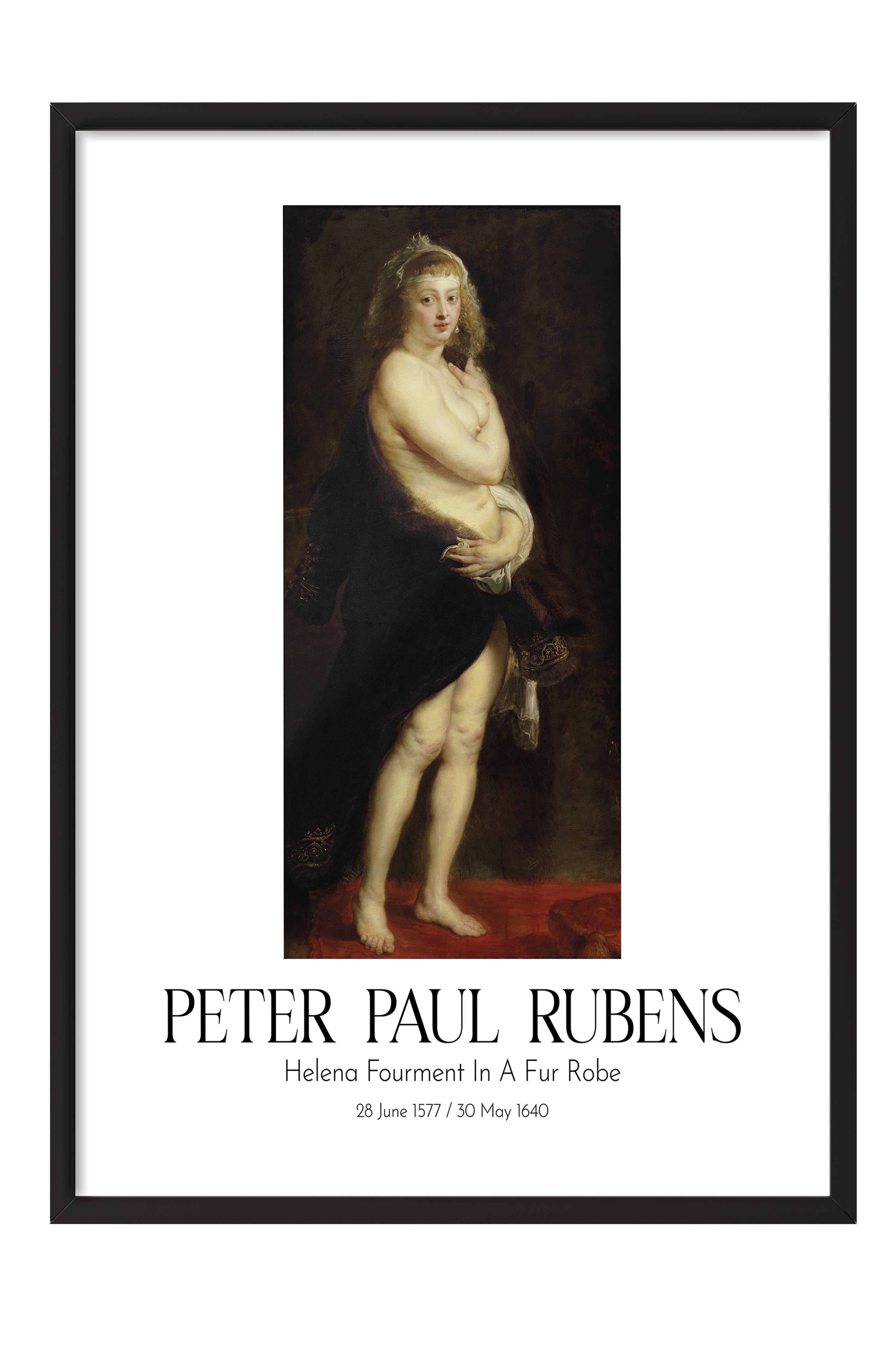 Peter Paul Rubens - Helena Fourment In A Fur Robe, Siyah Çerçeveli Tablo, Sanat Serisi NO:112320