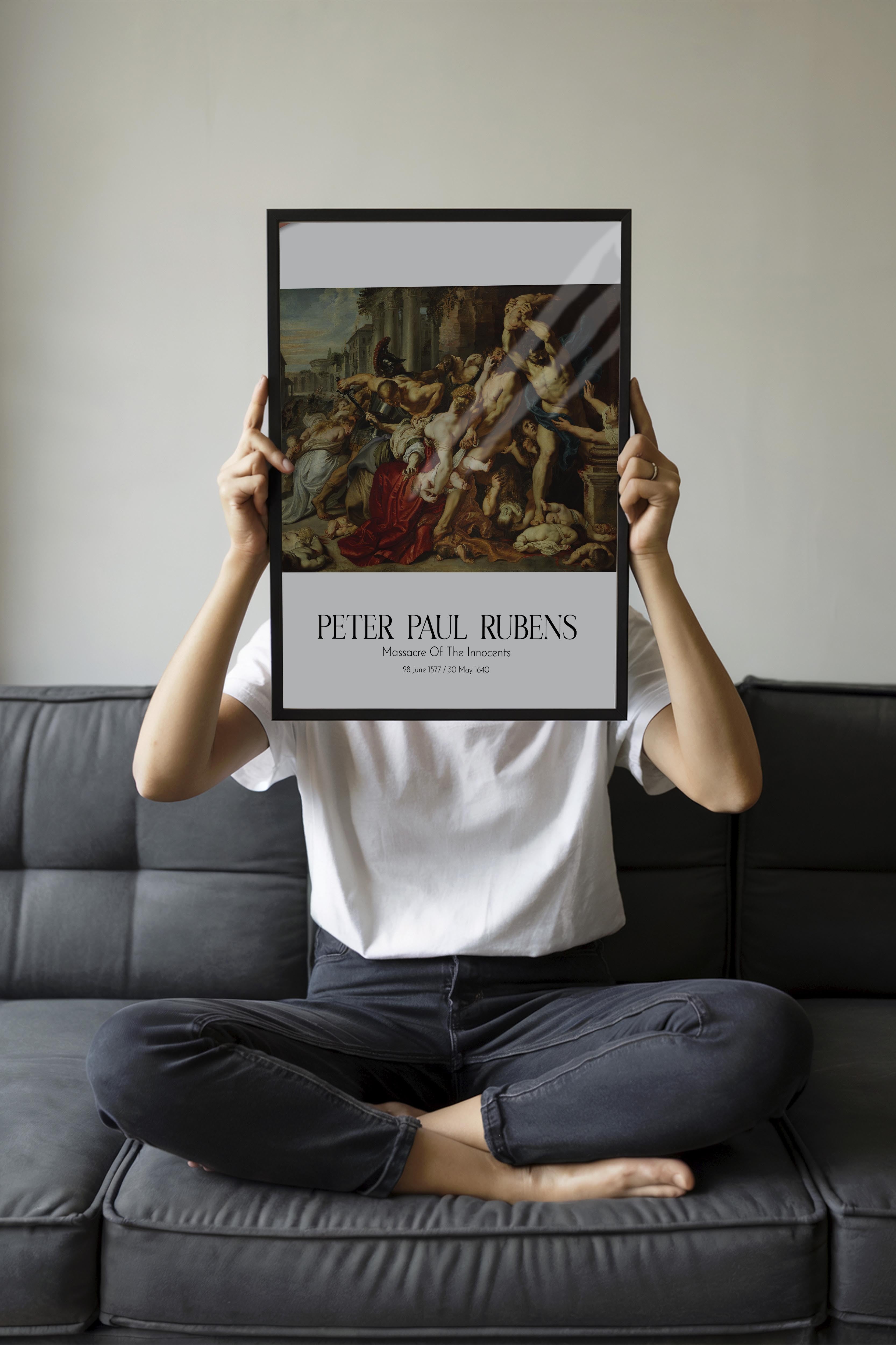 Peter Paul Rubens - Massacre Of The Innocents, Siyah Çerçeveli Tablo, Sanat Serisi NO:112322