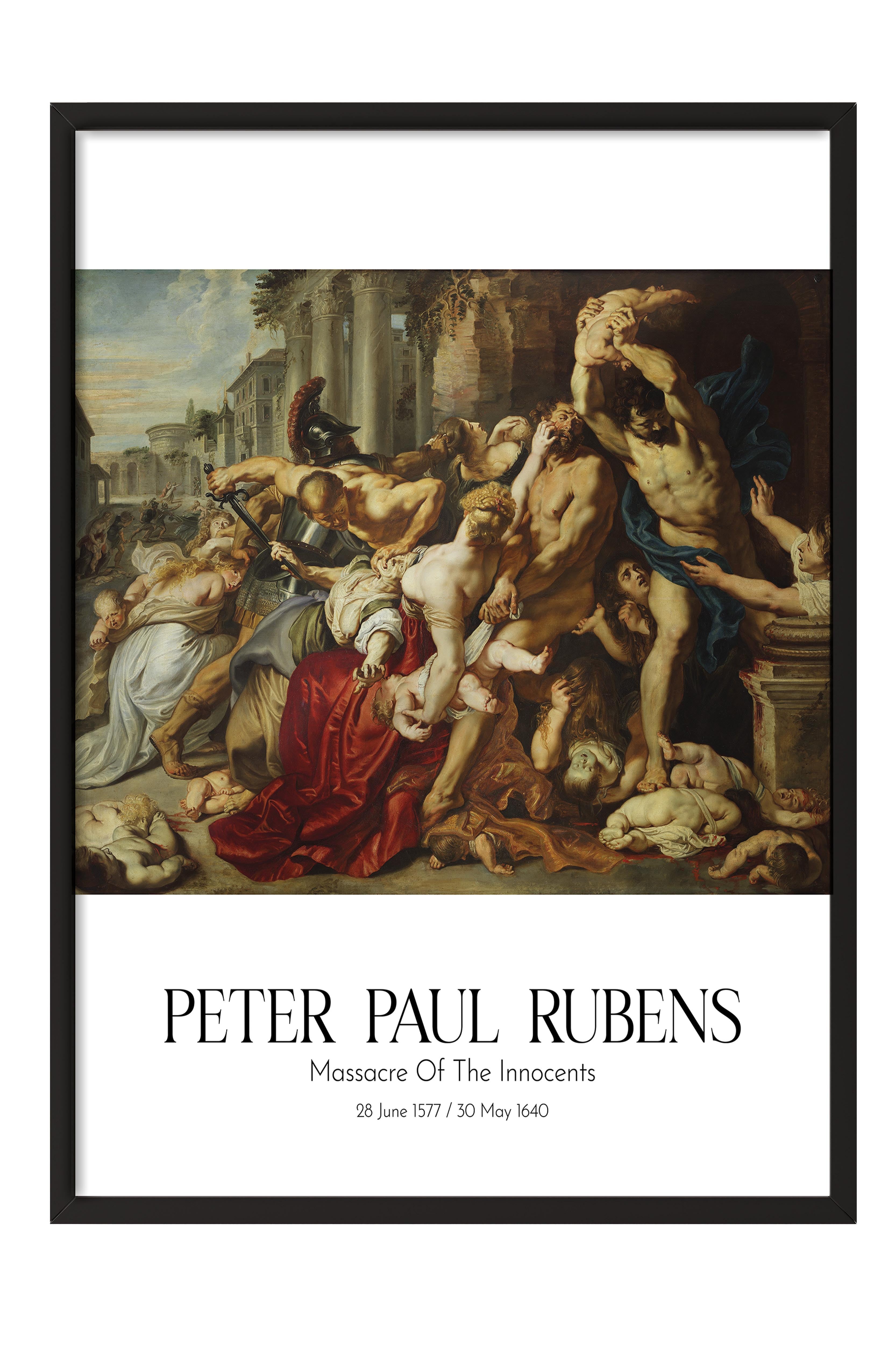 Peter Paul Rubens - Massacre Of The Innocents, Siyah Çerçeveli Tablo, Sanat Serisi NO:112322