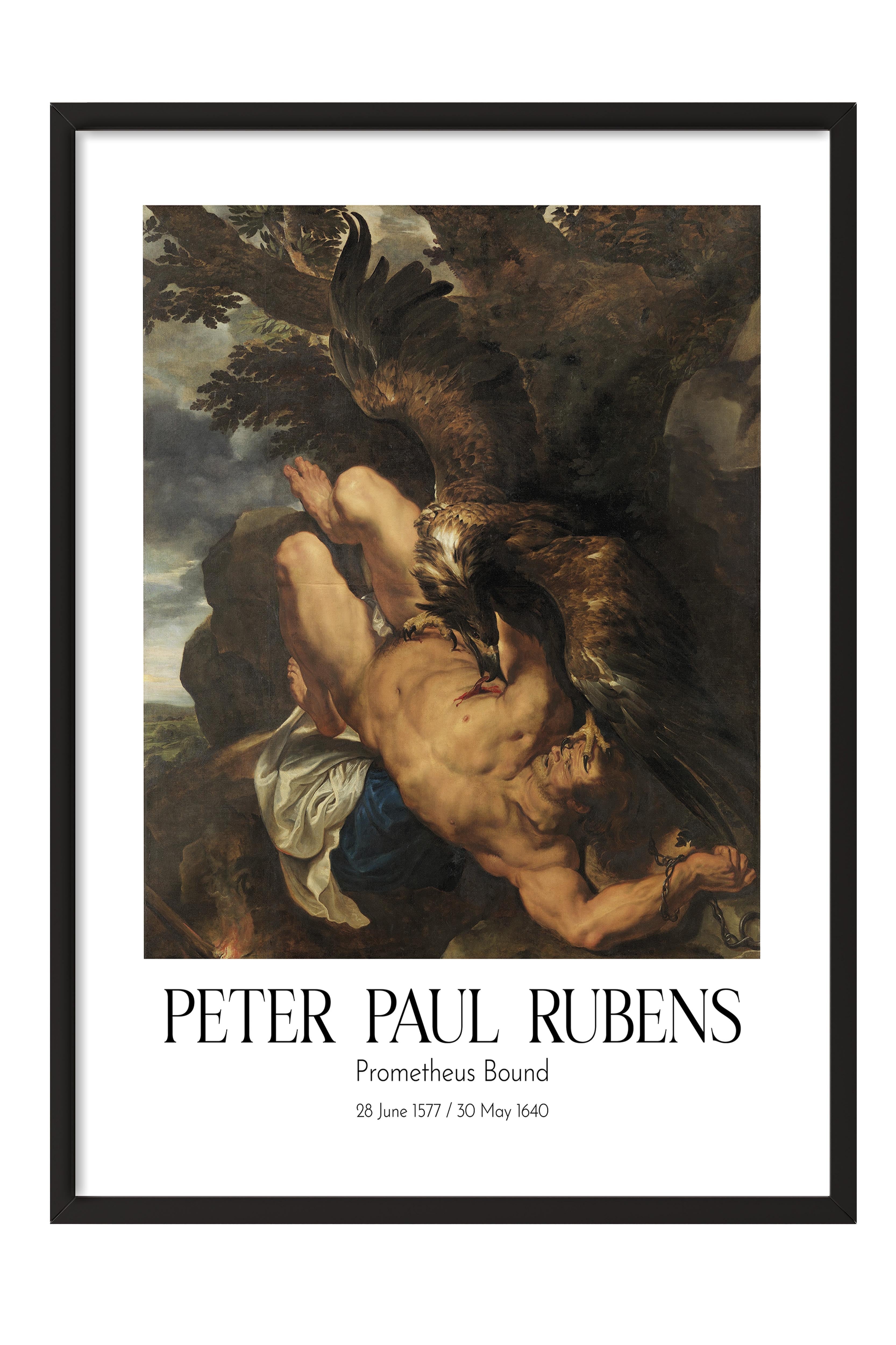 Peter Paul Rubens - Prometheus Bound, Siyah Çerçeveli Tablo, Sanat Serisi NO:112325