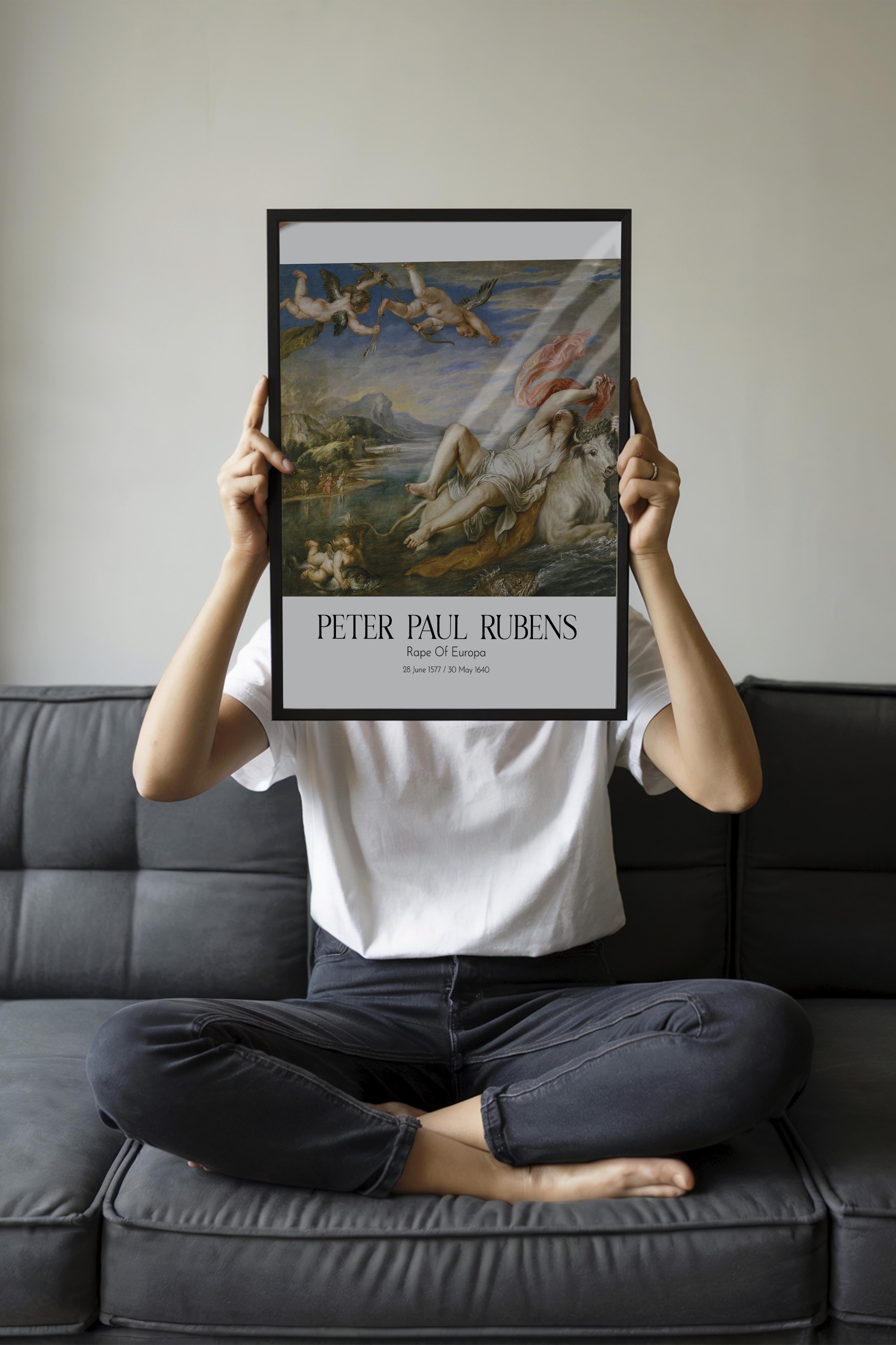 Peter Paul Rubens - Rape Of Europa, Siyah Çerçeveli Tablo, Sanat Serisi NO:112326