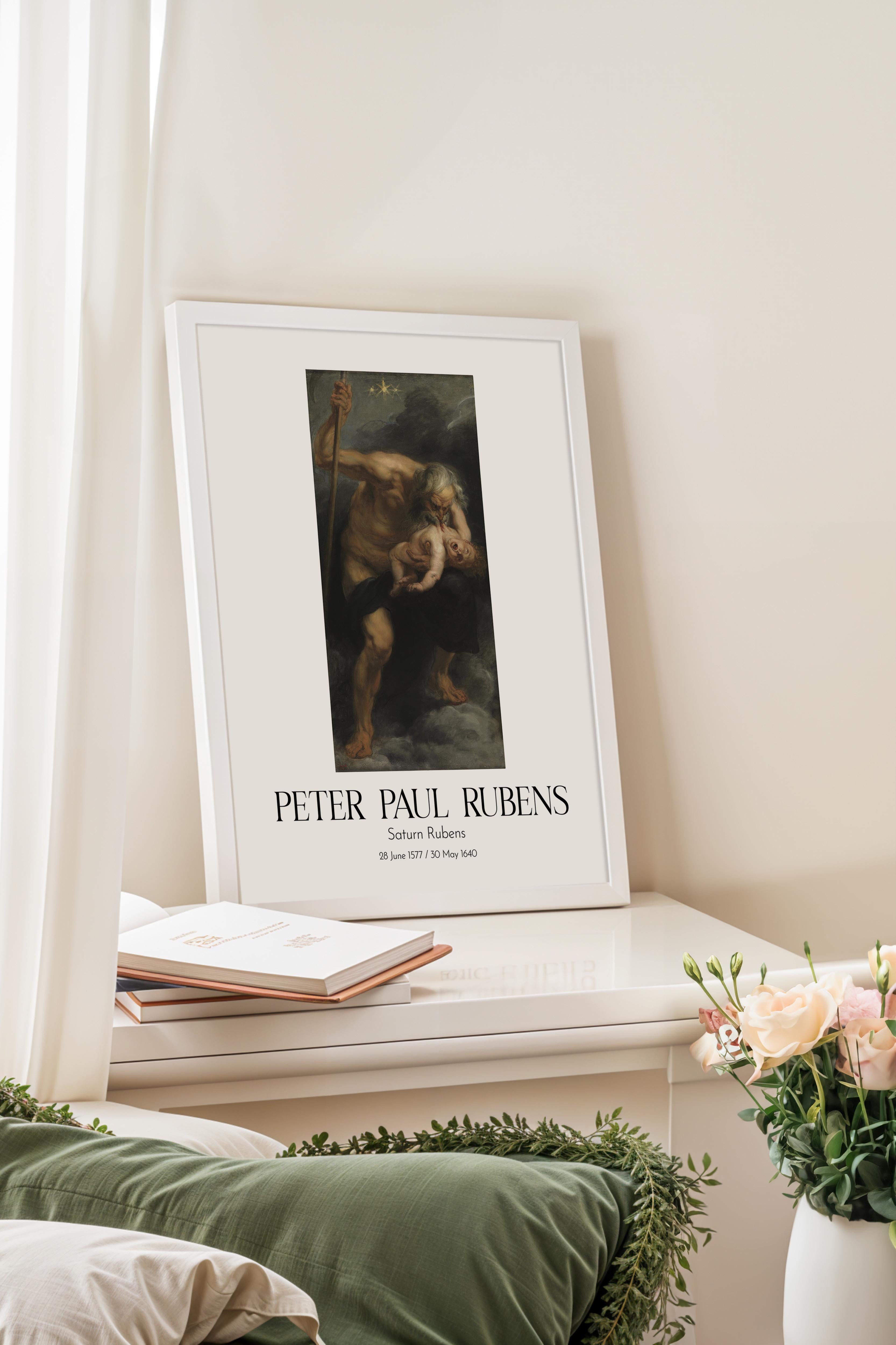 Peter Paul Rubens - Saturn Rubens, Beyaz Çerçeveli Tablo, Sanat Serisi NO:112330
