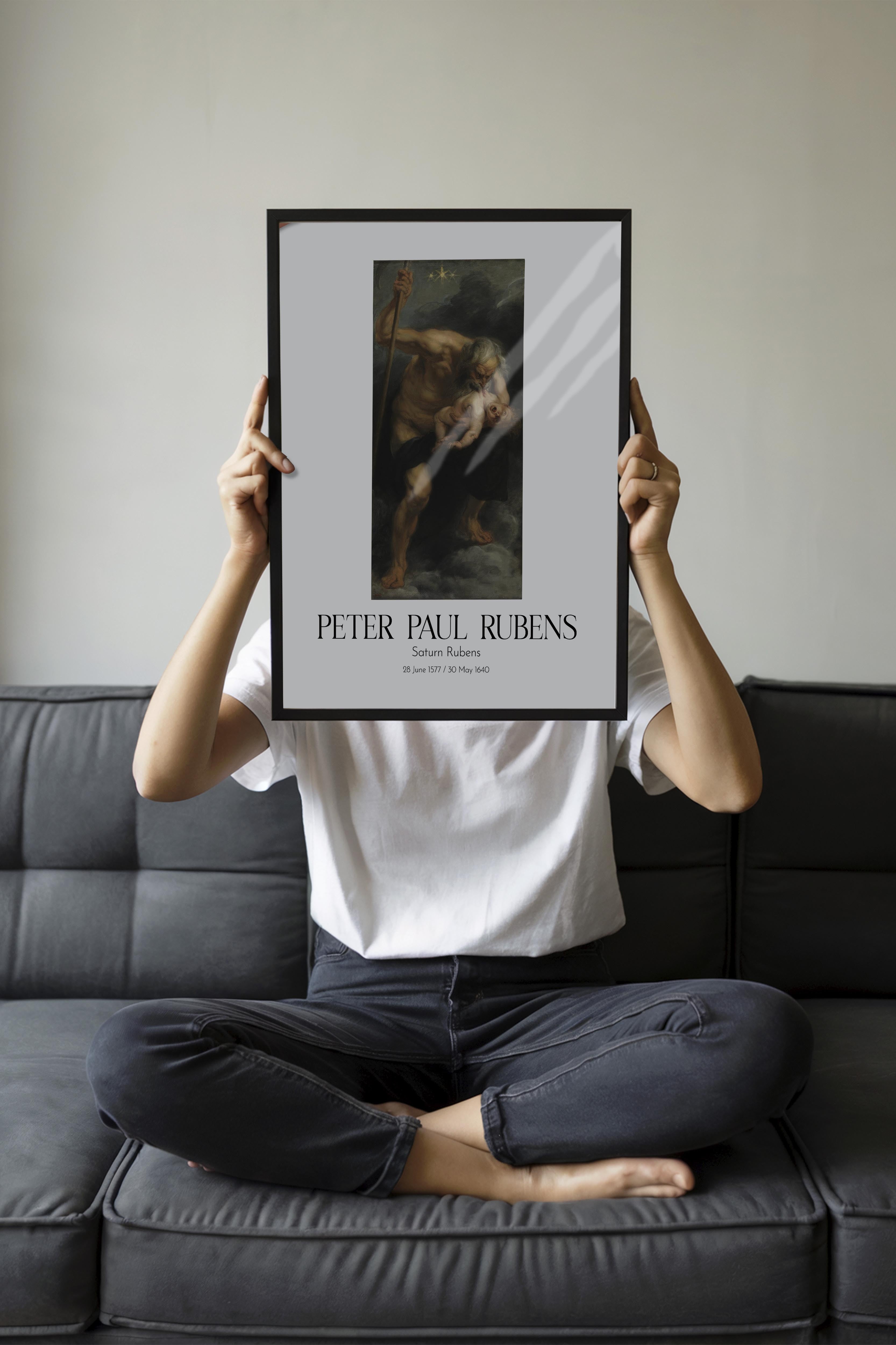Peter Paul Rubens - Saturn Rubens, Siyah Çerçeveli Tablo, Sanat Serisi NO:112330