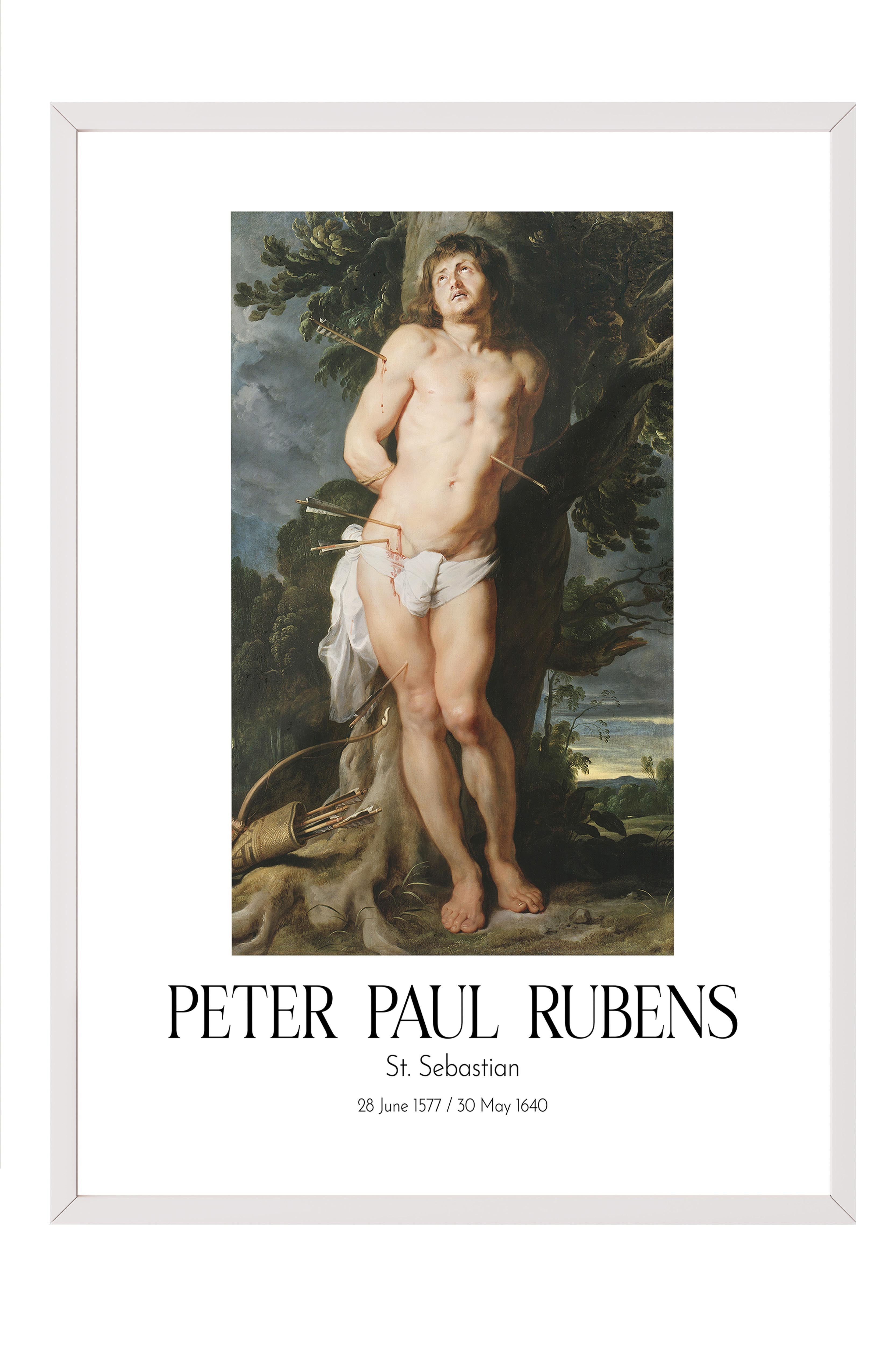 Peter Paul Rubens - St. Sebastian, Beyaz Çerçeveli Tablo, Sanat Serisi NO:112332