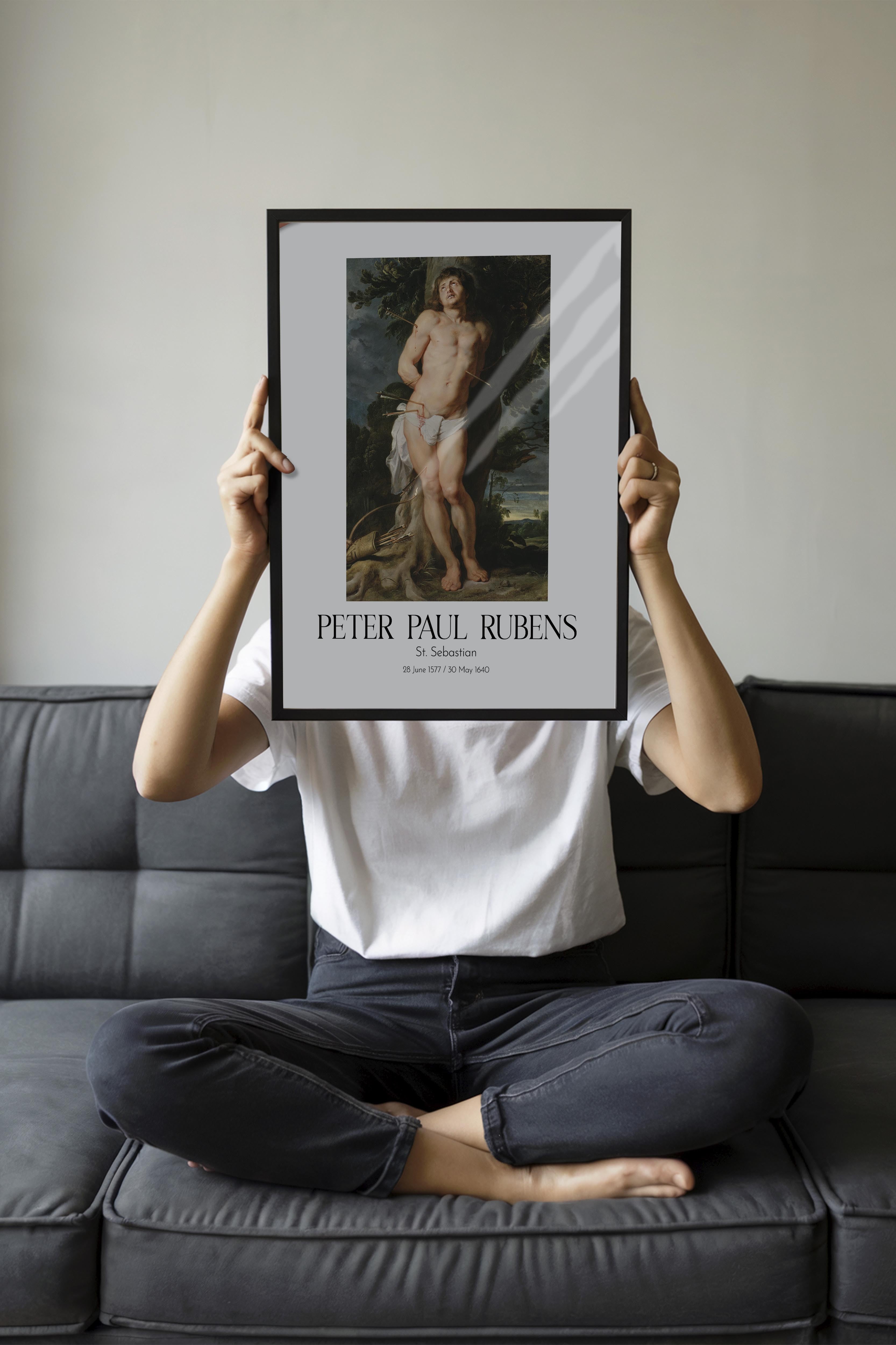 Peter Paul Rubens - St. Sebastian, Siyah Çerçeveli Tablo, Sanat Serisi NO:112332