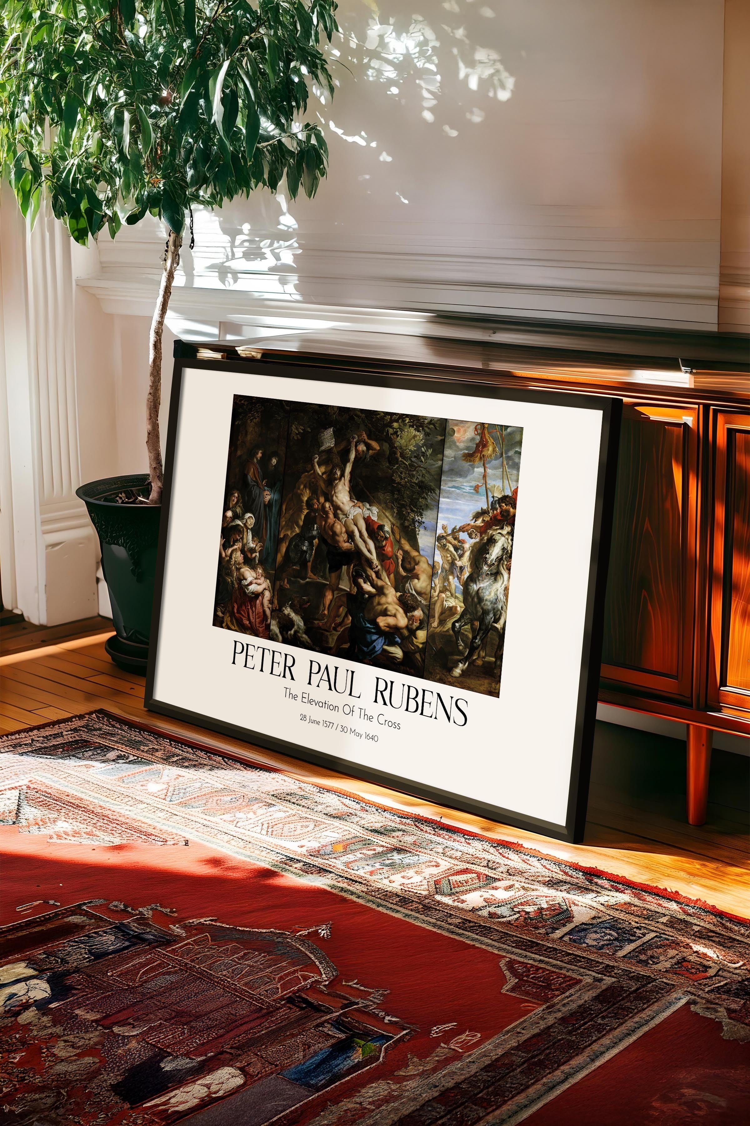 Peter Paul Rubens - The Elevation Of The Cross, Siyah Çerçeveli Tablo, Sanat Serisi NO:112348