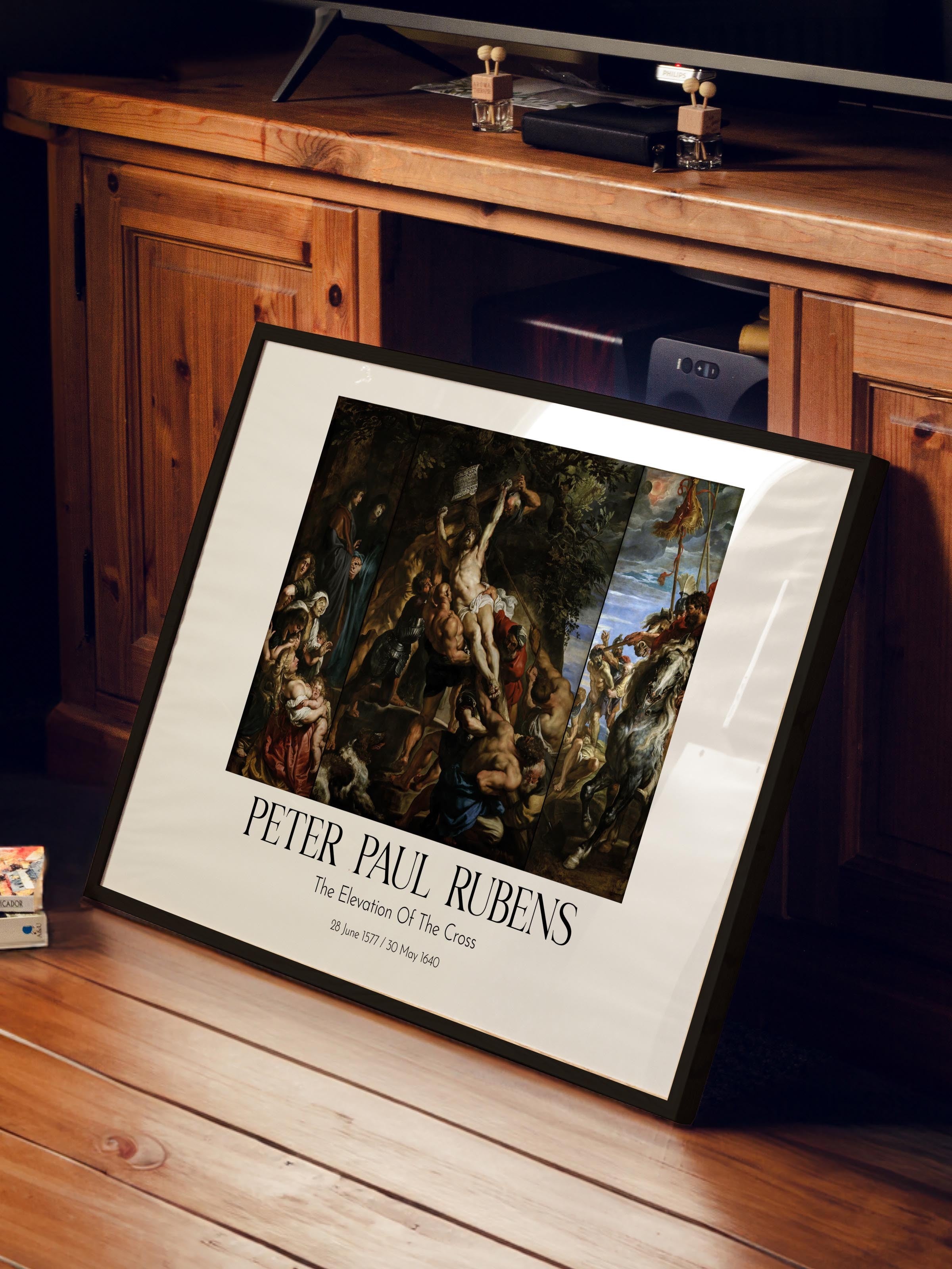 Peter Paul Rubens - The Elevation Of The Cross, Siyah Çerçeveli Tablo, Sanat Serisi NO:112348