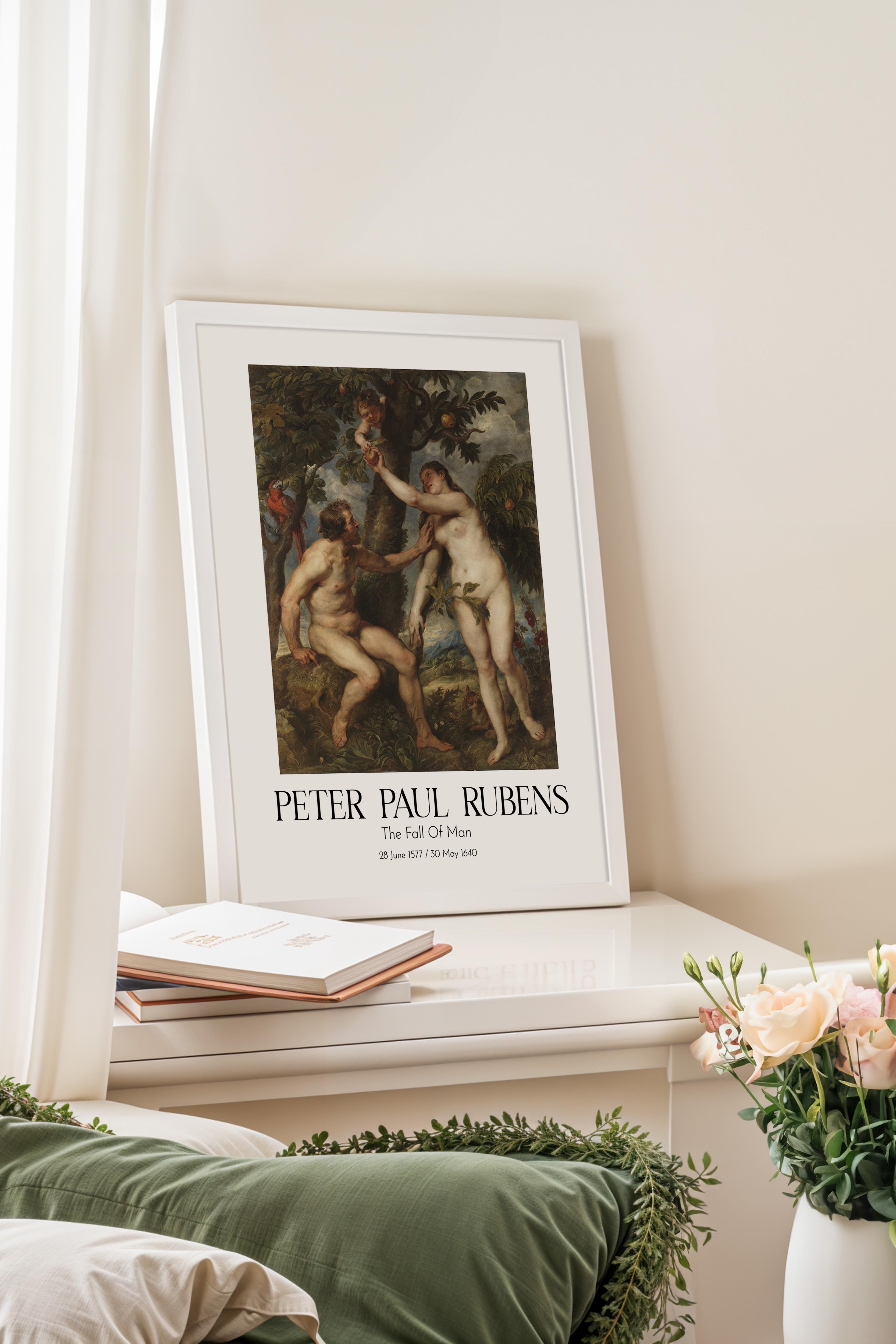 Peter Paul Rubens - The Fall Of Man, Beyaz Çerçeveli Tablo, Sanat Serisi NO:112334