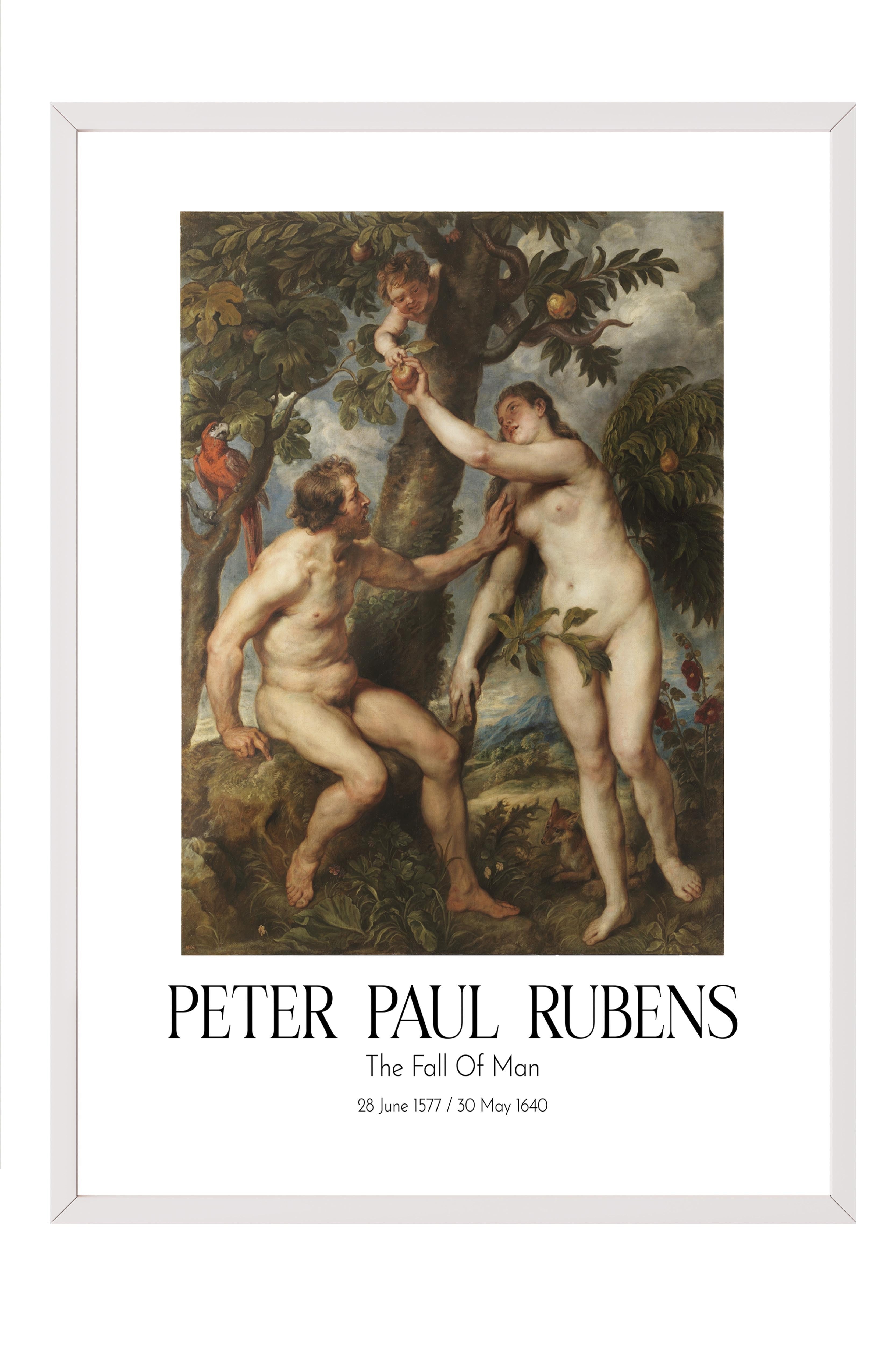 Peter Paul Rubens - The Fall Of Man, Beyaz Çerçeveli Tablo, Sanat Serisi NO:112334