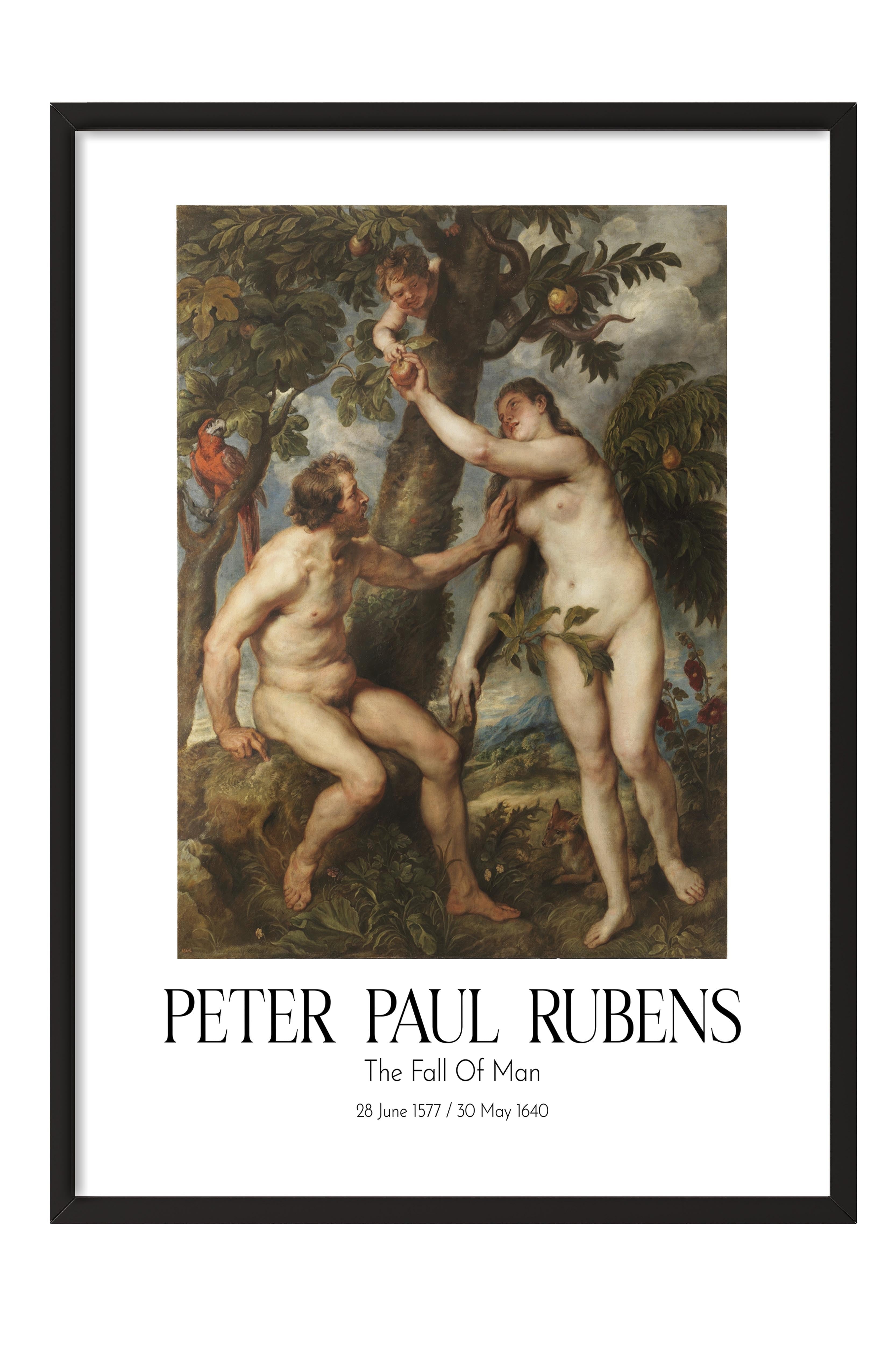 Peter Paul Rubens - The Fall Of Man, Siyah Çerçeveli Tablo, Sanat Serisi NO:112334