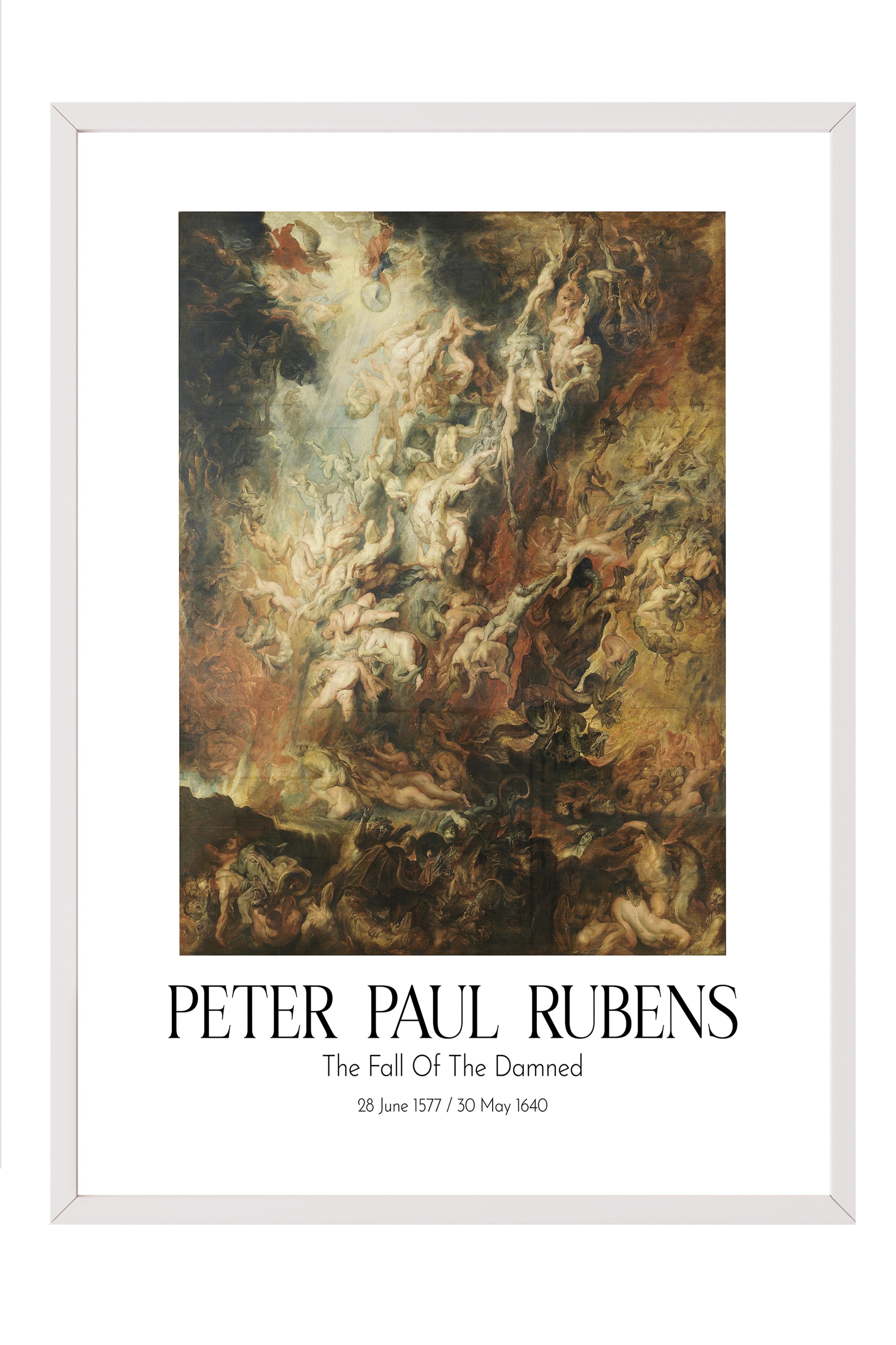 Peter Paul Rubens - The Fall Of The Damned, Beyaz Çerçeveli Tablo, Sanat Serisi NO:112335