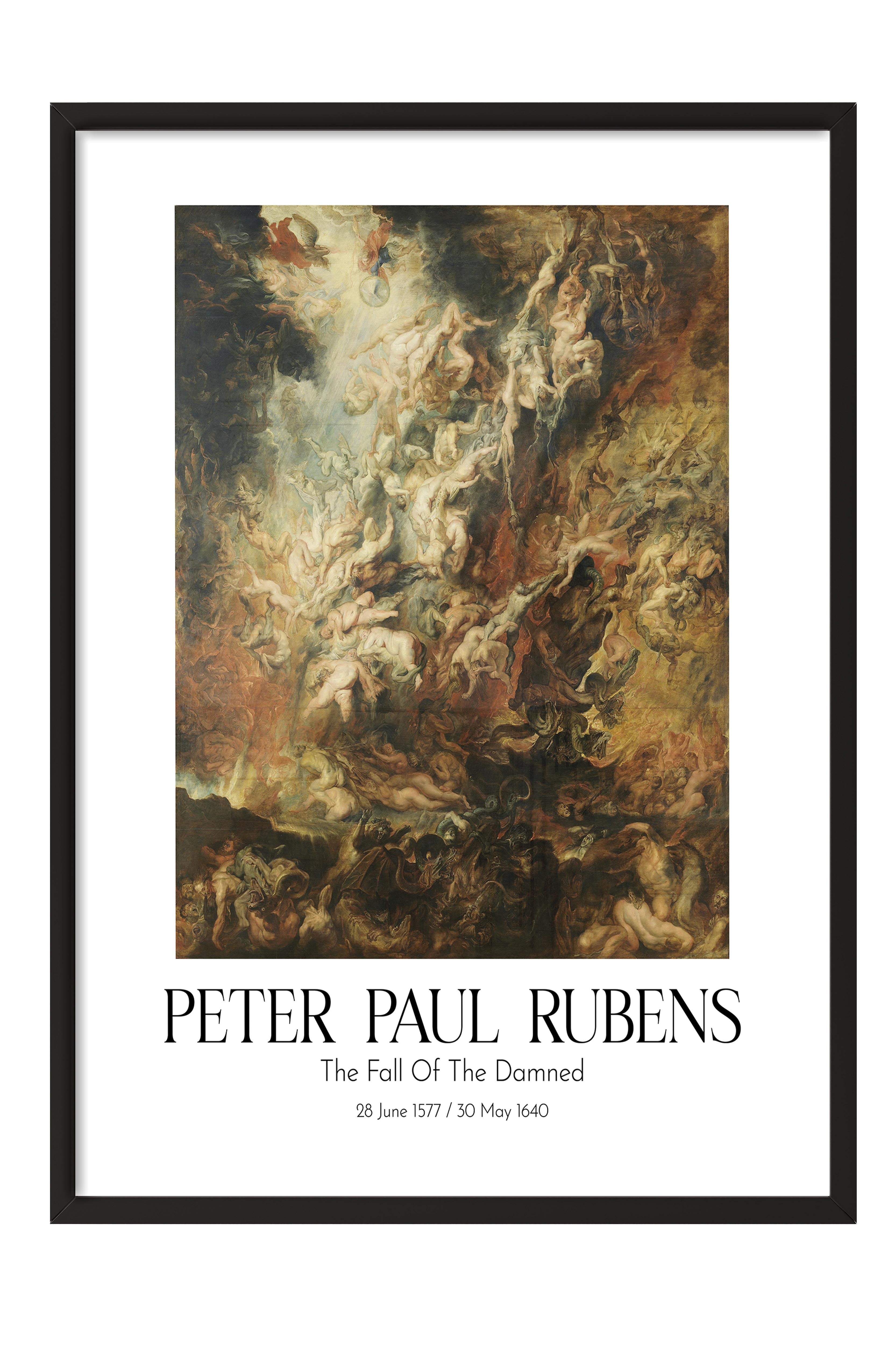 Peter Paul Rubens - The Fall Of The Damned, Siyah Çerçeveli Tablo, Sanat Serisi NO:112335