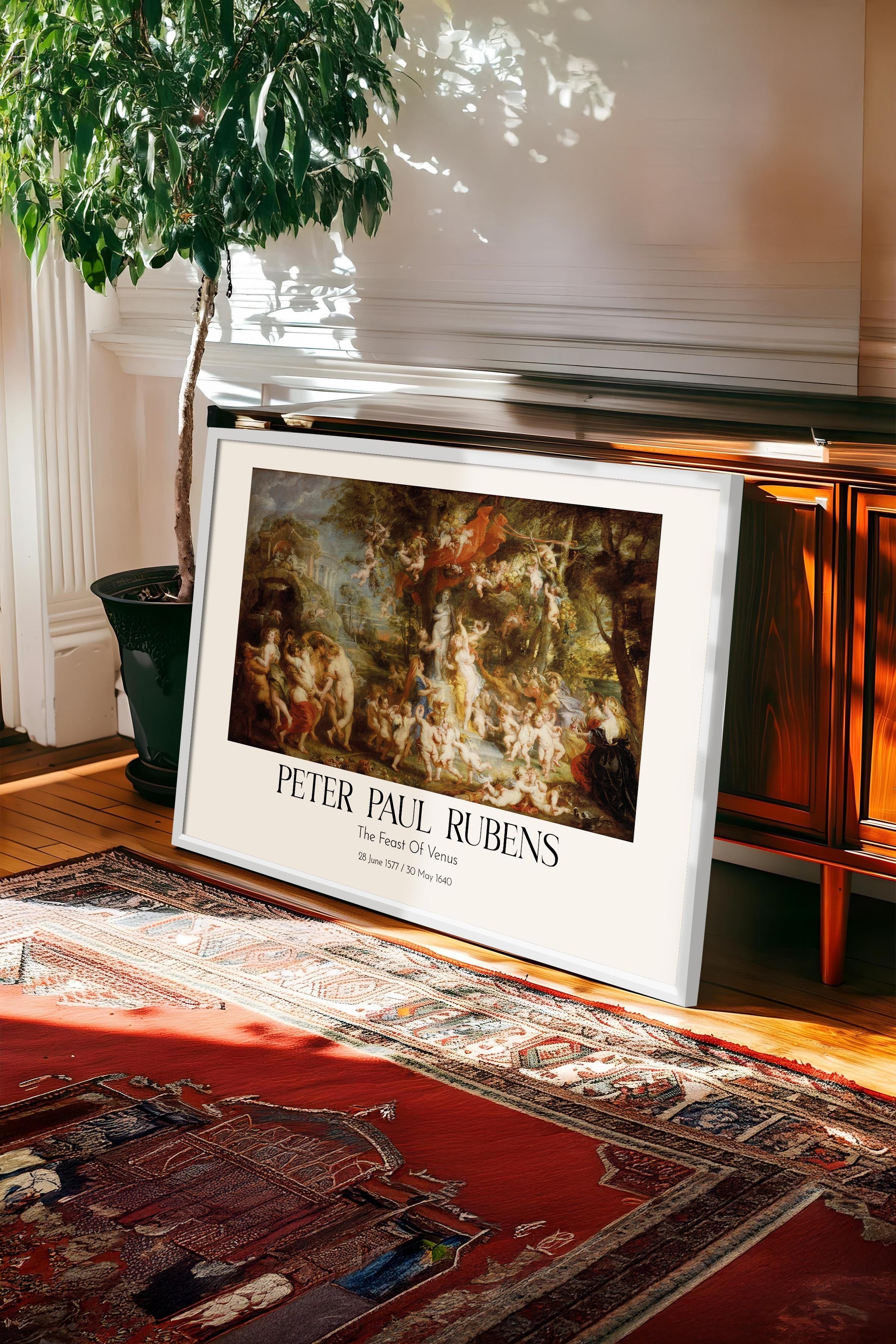 Peter Paul Rubens - The Feast Of Venus, Beyaz Çerçeveli Tablo, Sanat Serisi NO:112350