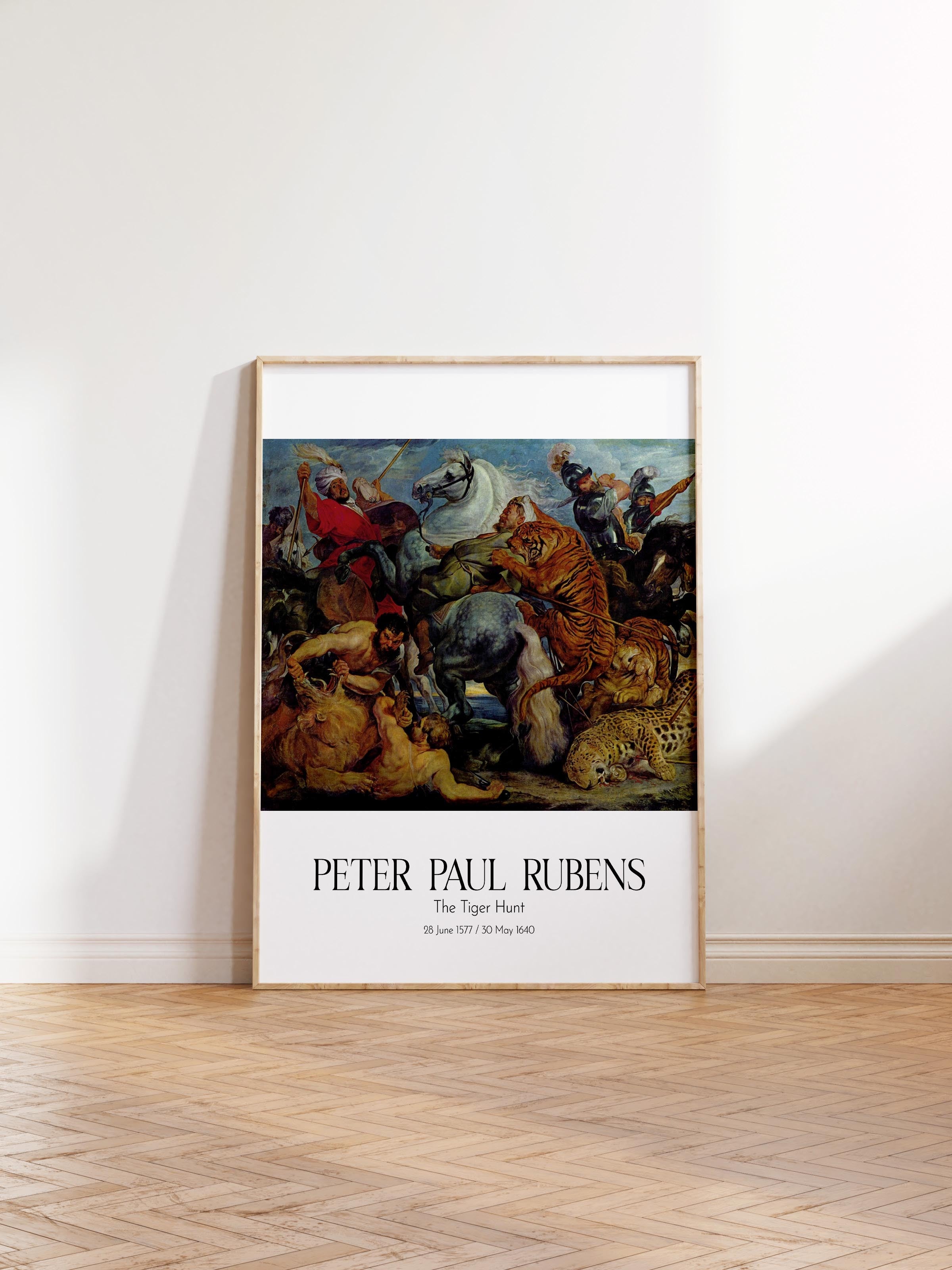 Peter Paul Rubens - The Tiger Hunt, Ahşap Çerçeveli Tablo, Sanat Serisi NO:112337