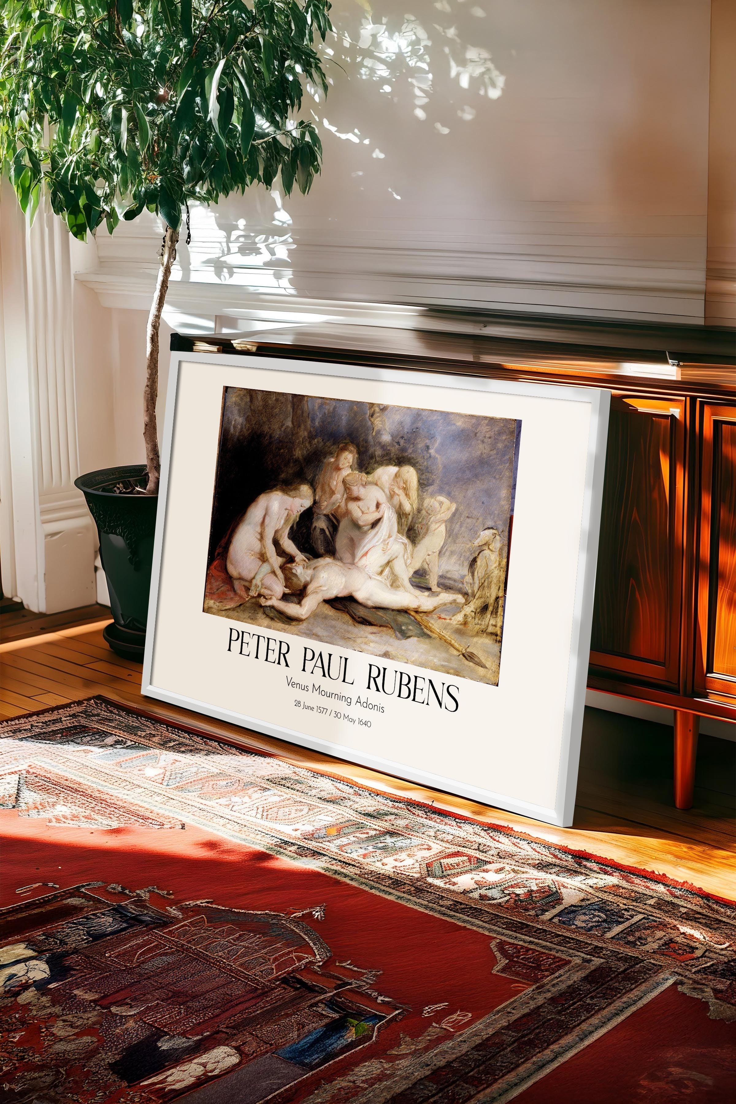 Peter Paul Rubens - Venus Mourning Adonis, Beyaz Çerçeveli Tablo, Sanat Serisi NO:112354