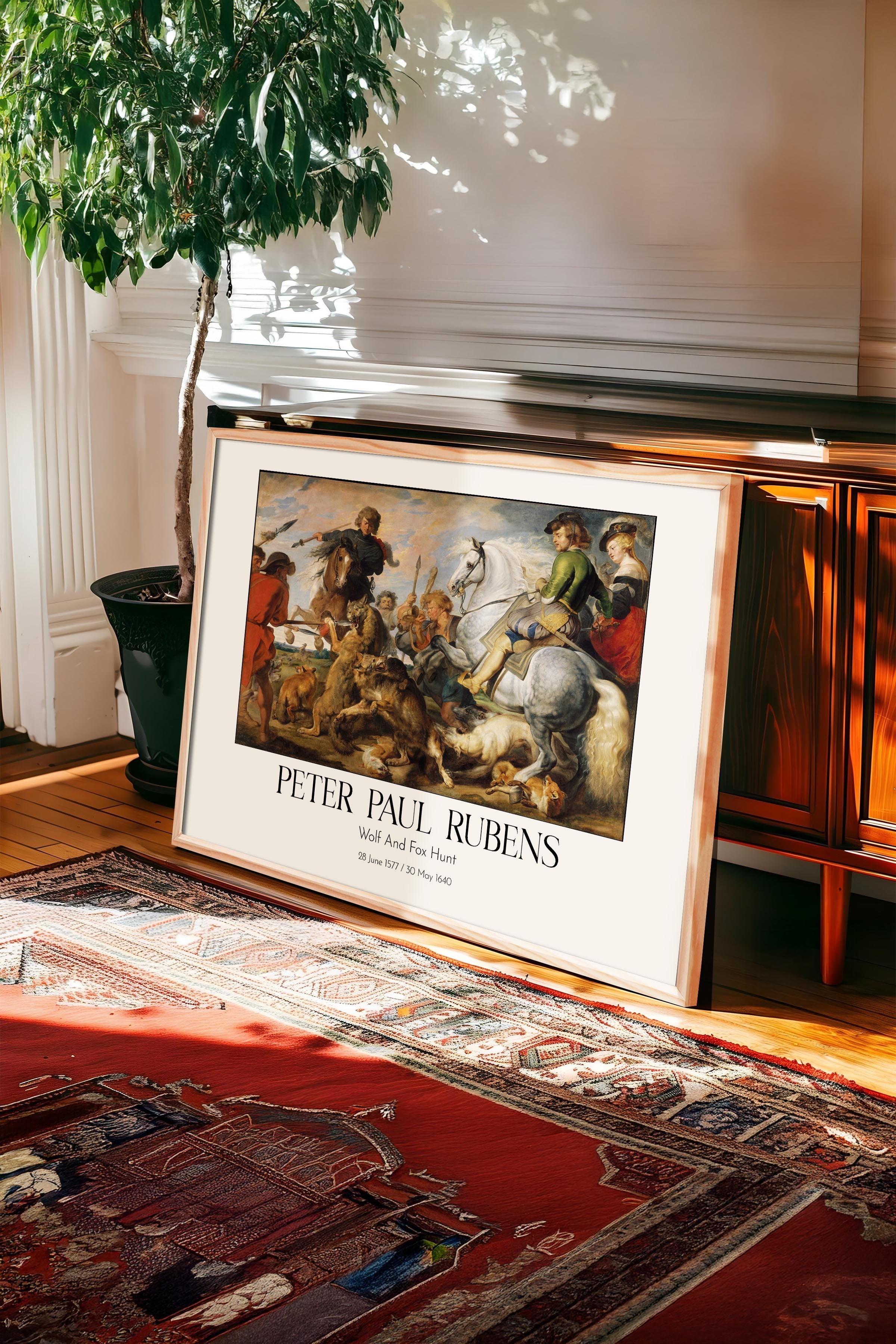 Peter Paul Rubens - Wolf And Fox Hunt, Ahşap Çerçeveli Tablo, Sanat Serisi NO:112355