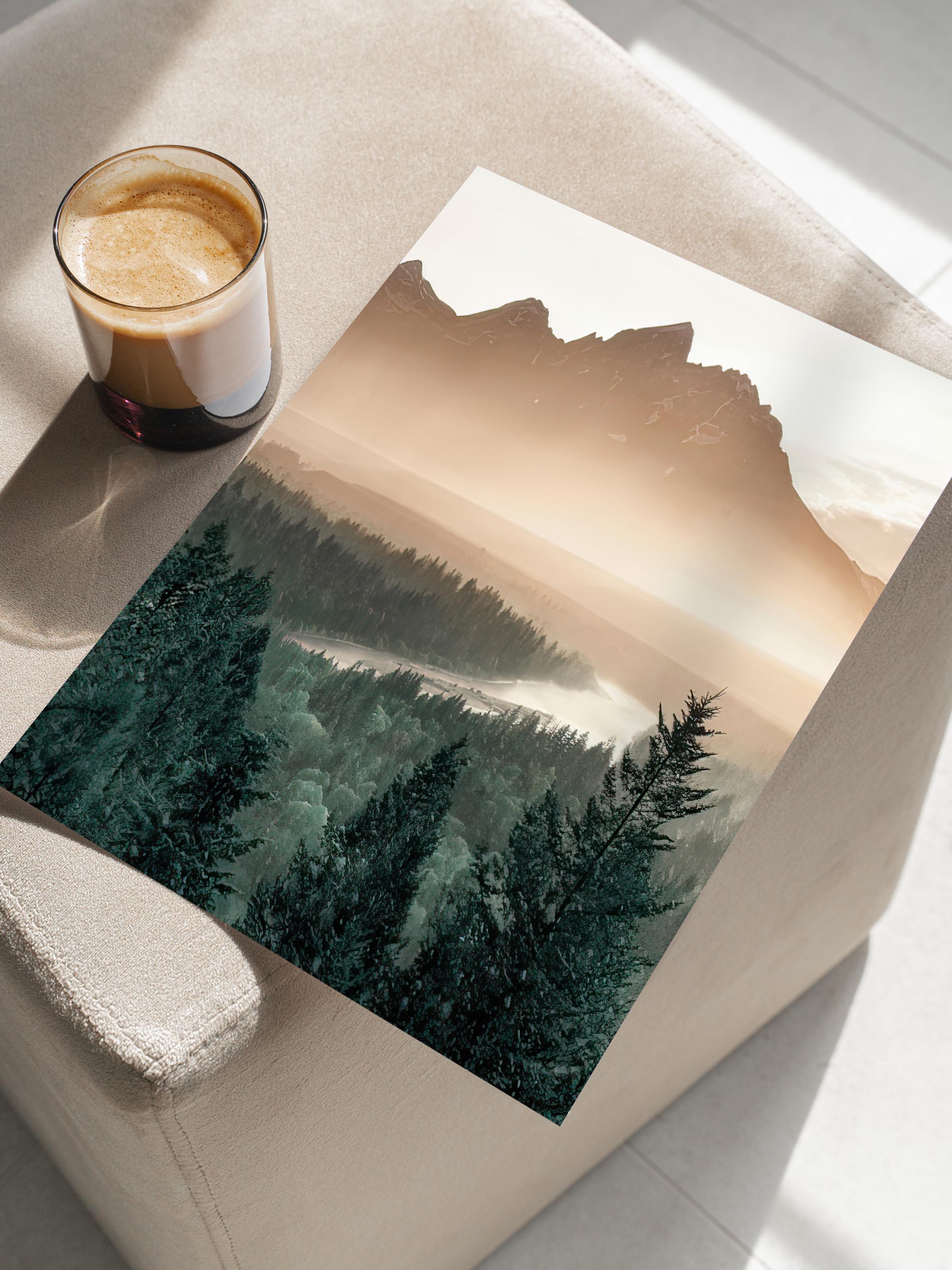 Pine Tree Valley Poster, Çerçevesiz Duvar Posteri, Dikey Duvar Tablosu Comfort Serisi NO:108407