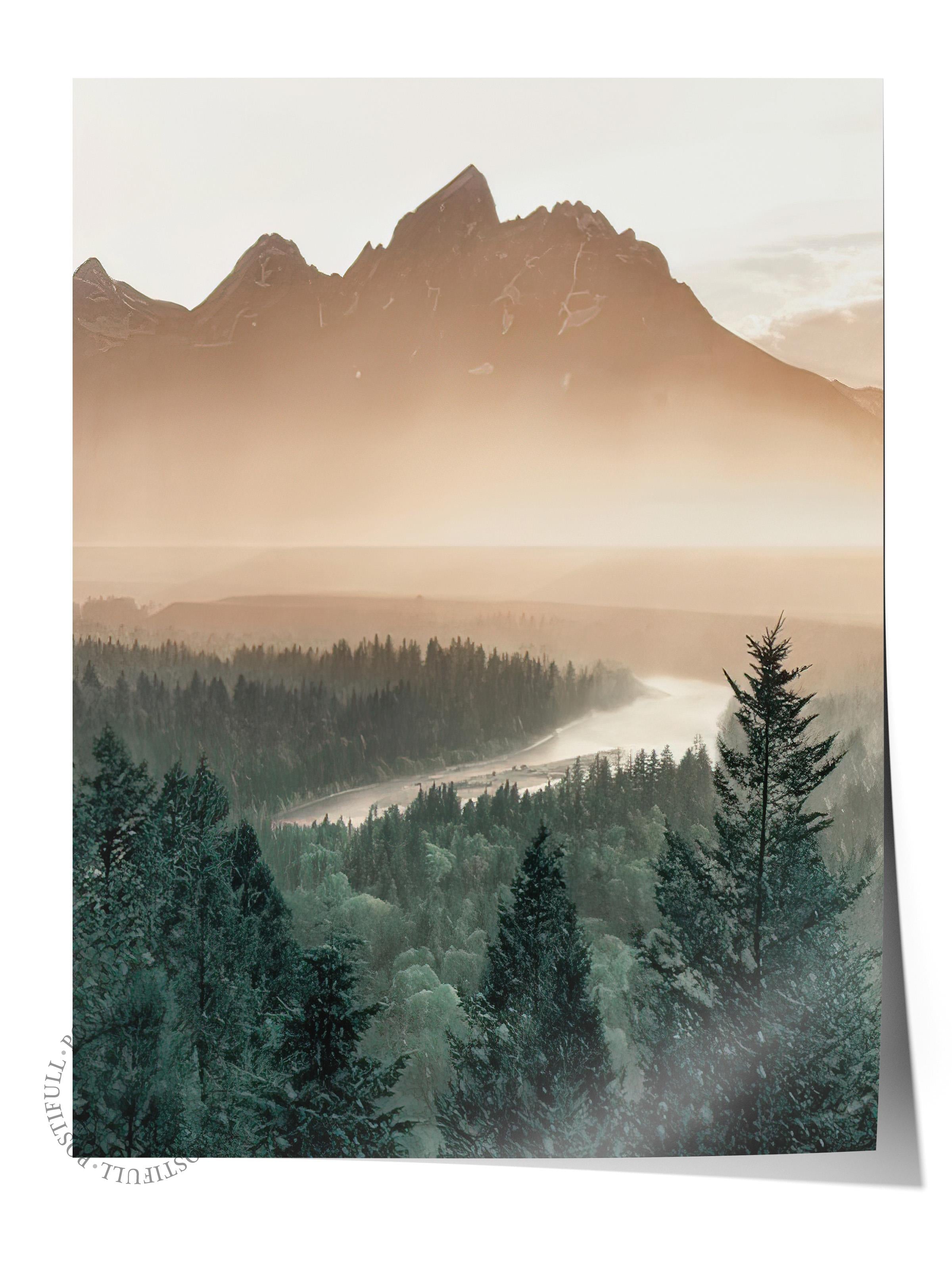 Pine Tree Valley Poster, Çerçevesiz Duvar Posteri, Dikey Duvar Tablosu Comfort Serisi NO:108407