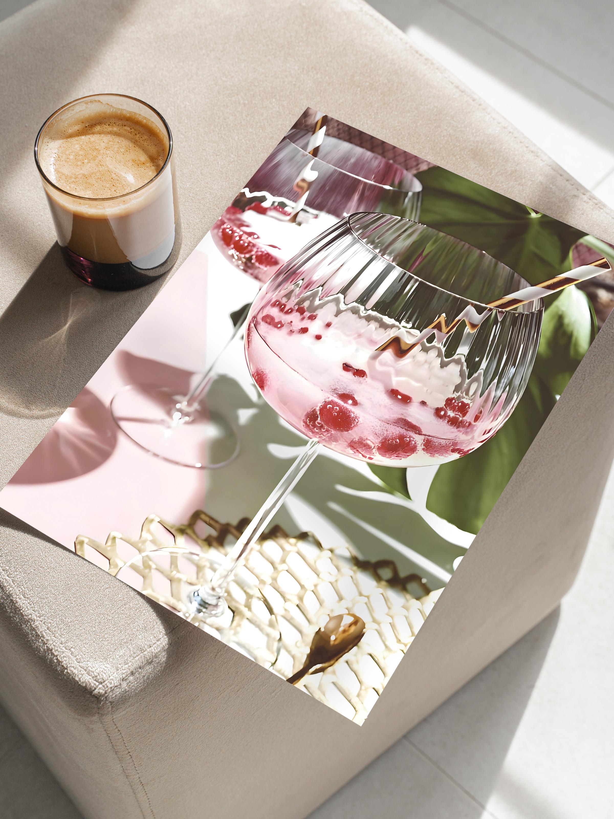 Pink Drink Poster, Çerçevesiz Duvar Posteri, Dikey Duvar Tablosu Comfort Serisi NO:108377