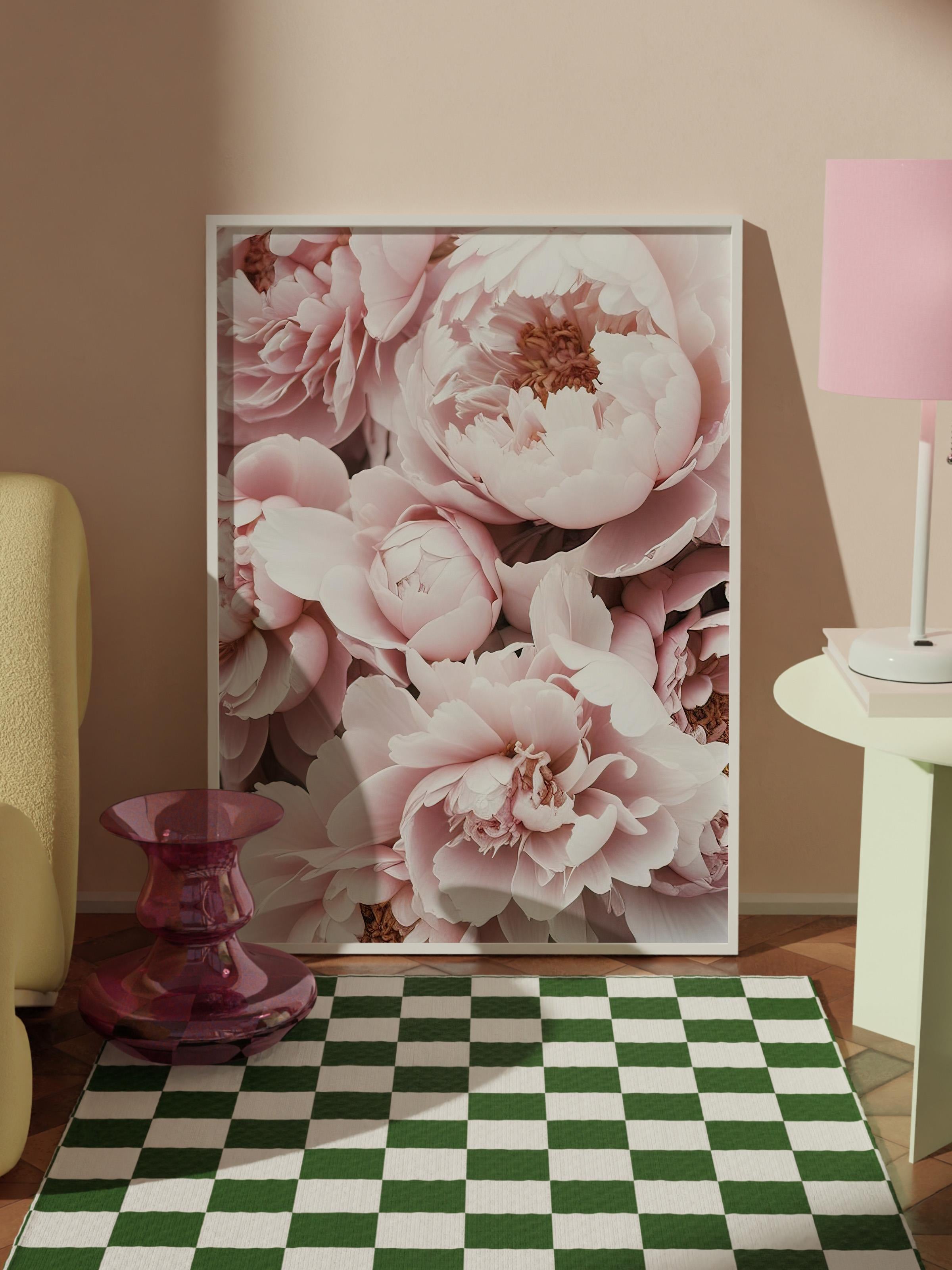 Pink Peony Dream Çerçeveli Tablo, Beyaz Çerçeve ve Poster, Duvar Tablosu Comfort Serisi NO:108369