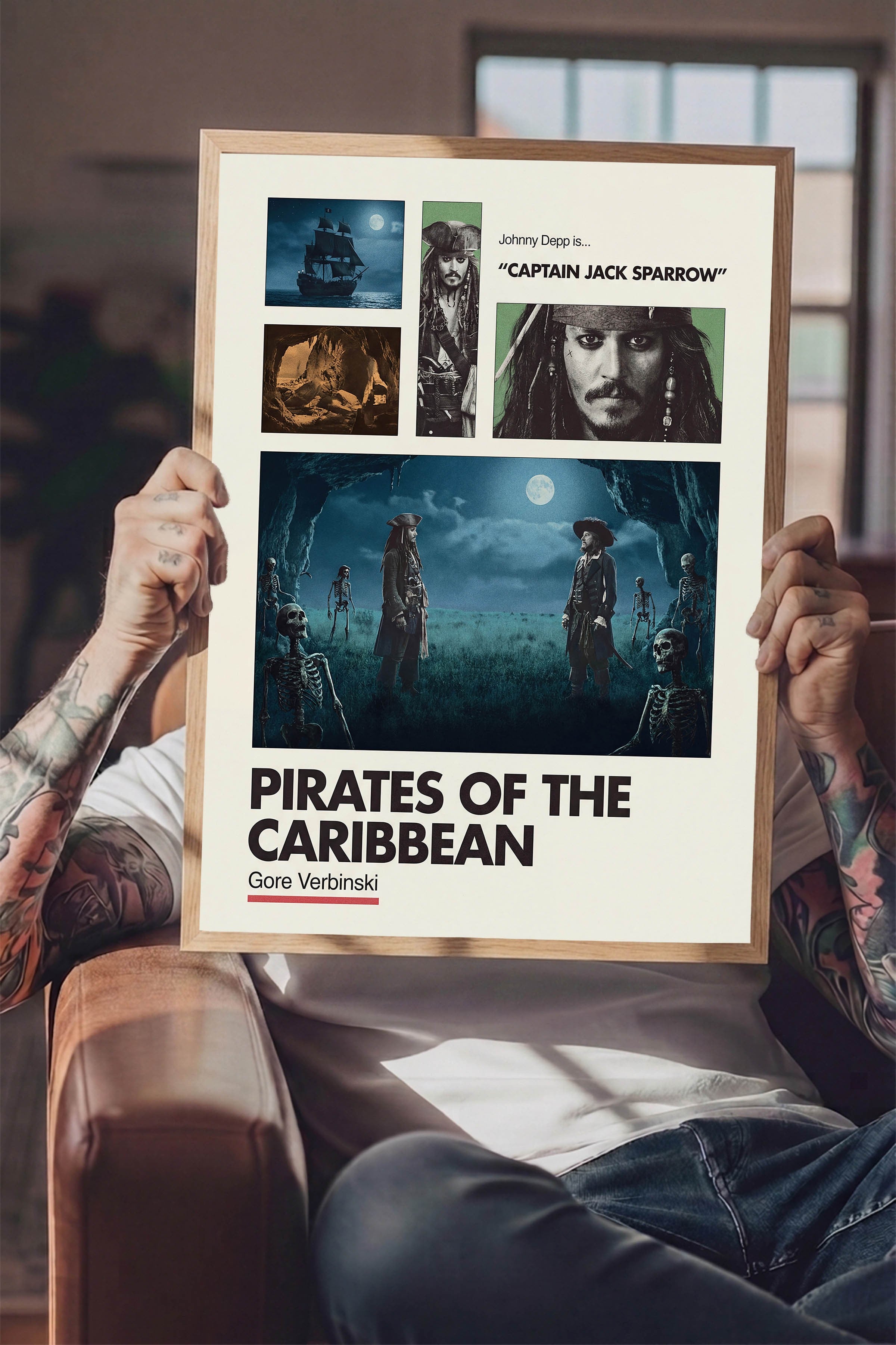 Pirates of the Caribbean Ahşap Çerçeveli Poster, Sinema ve Dizi Tablo, Film Dizi Afişleri NO:112943