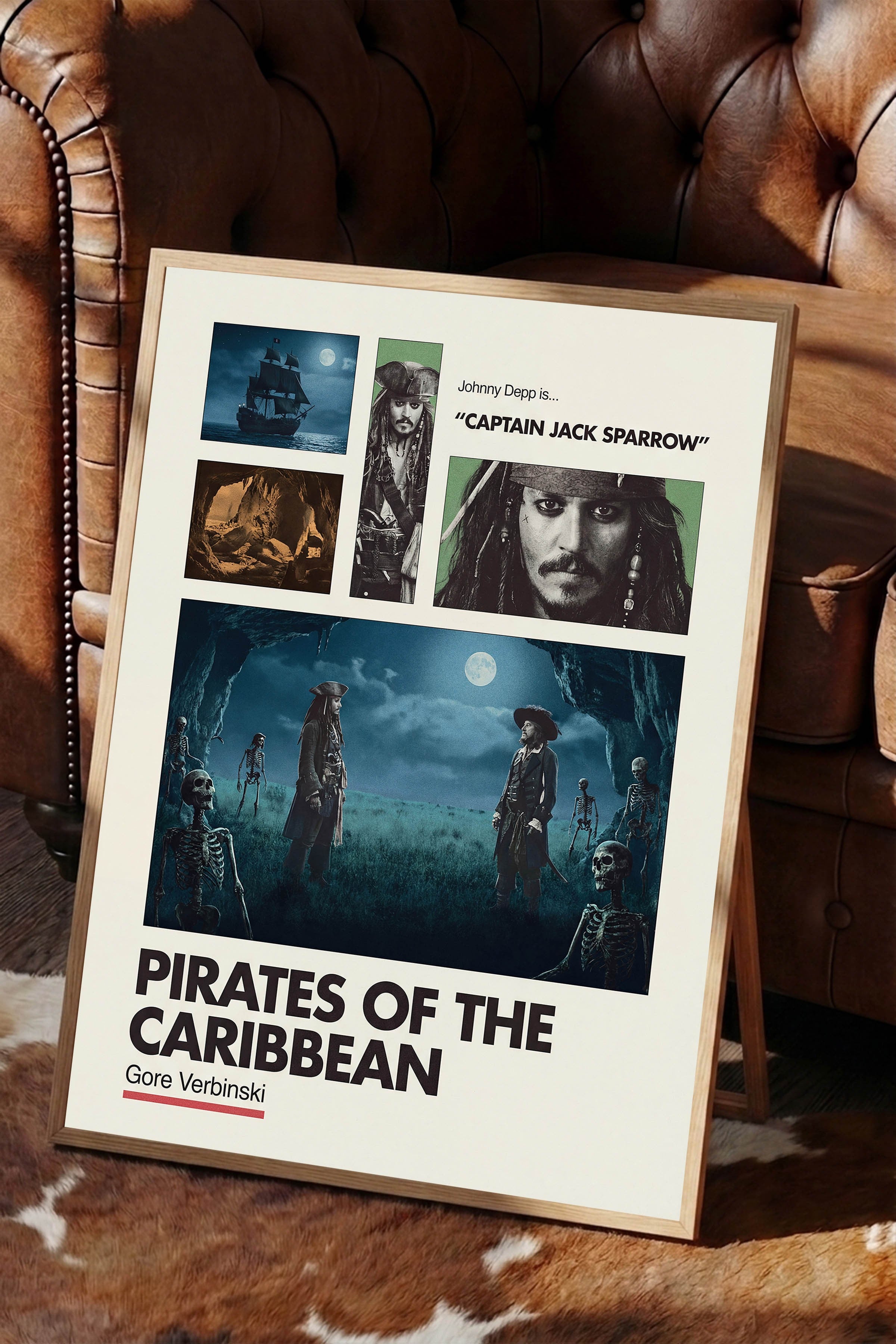 Pirates of the Caribbean Ahşap Çerçeveli Poster, Sinema ve Dizi Tablo, Film Dizi Afişleri NO:112943