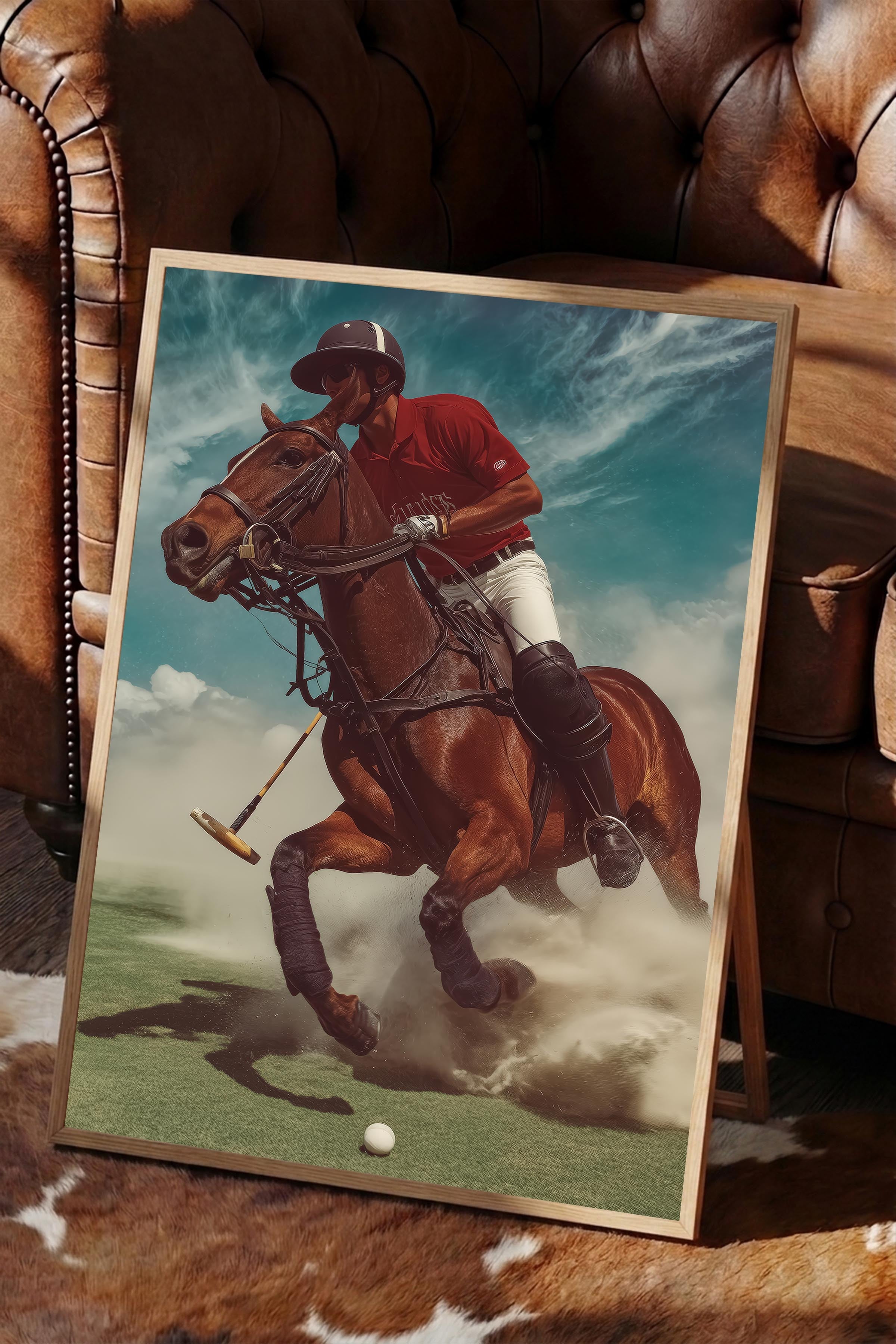 Polo Oyuncusu Posteri, Ahşap Çerçeveli Poster, Old Money Serisi, NO:113214