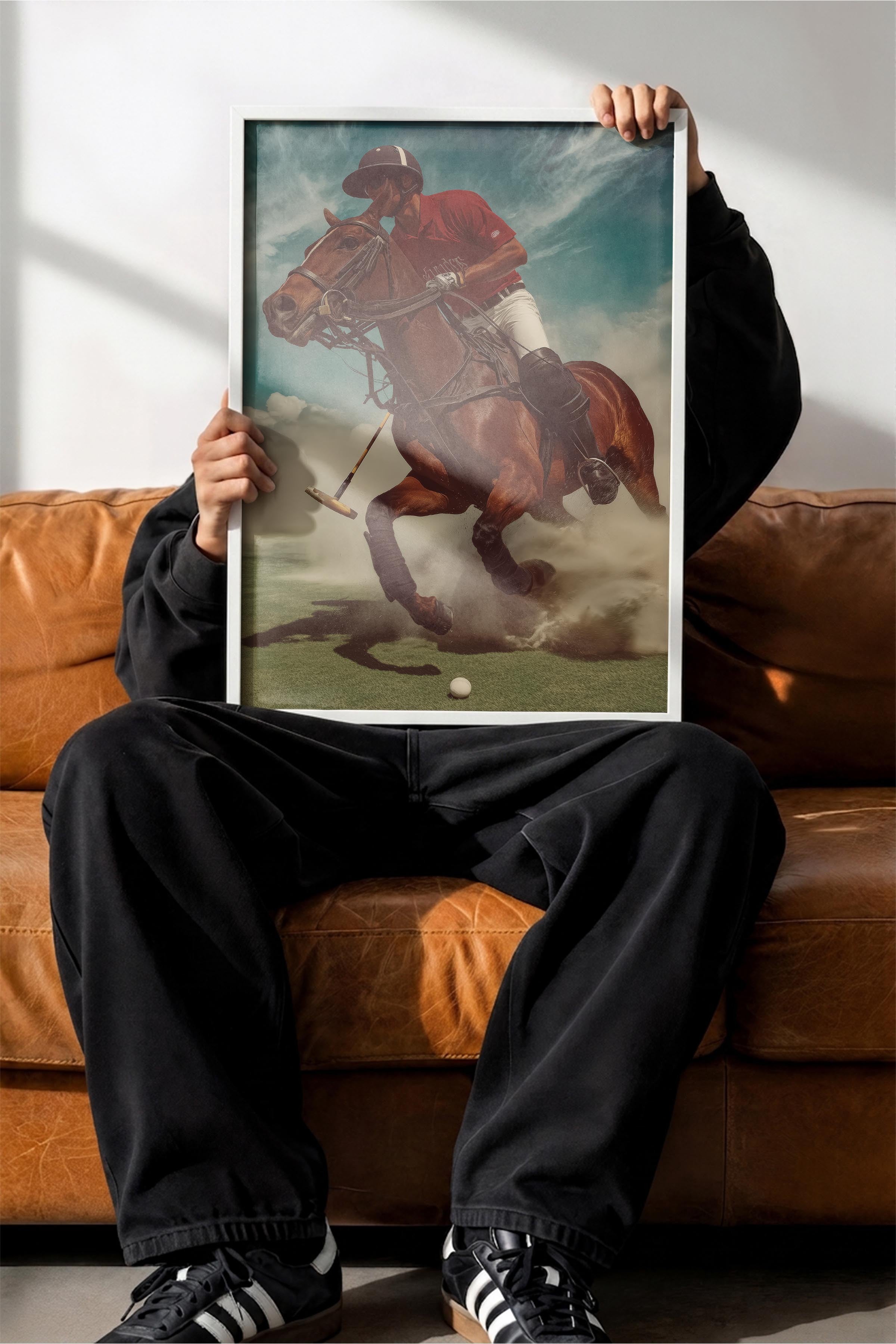 Polo Oyuncusu Posteri, Beyaz Çerçeveli Poster, Old Money Serisi, NO:113214