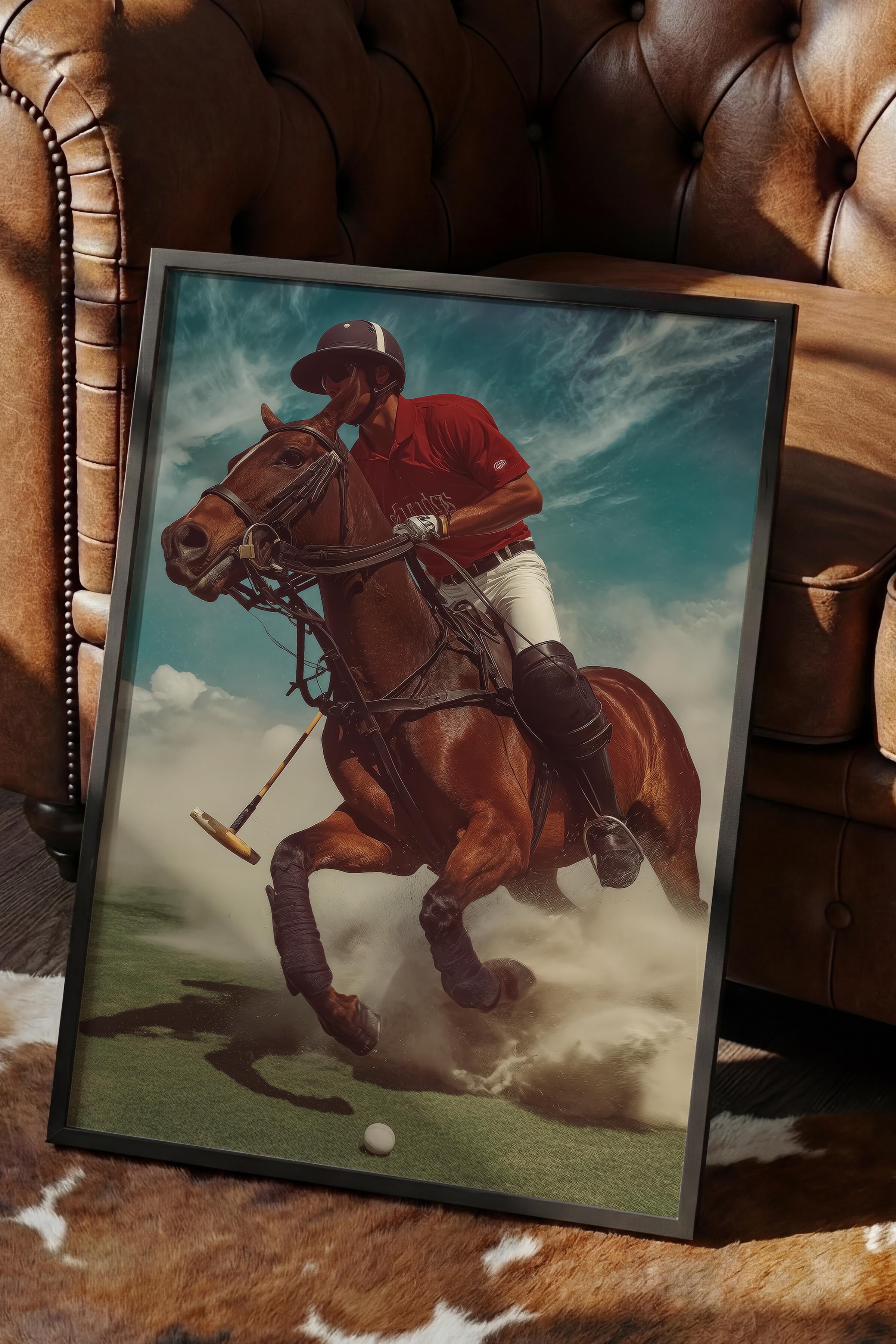Polo Oyuncusu Posteri, Siyah Çerçeveli Poster, Old Money Serisi, NO:113214