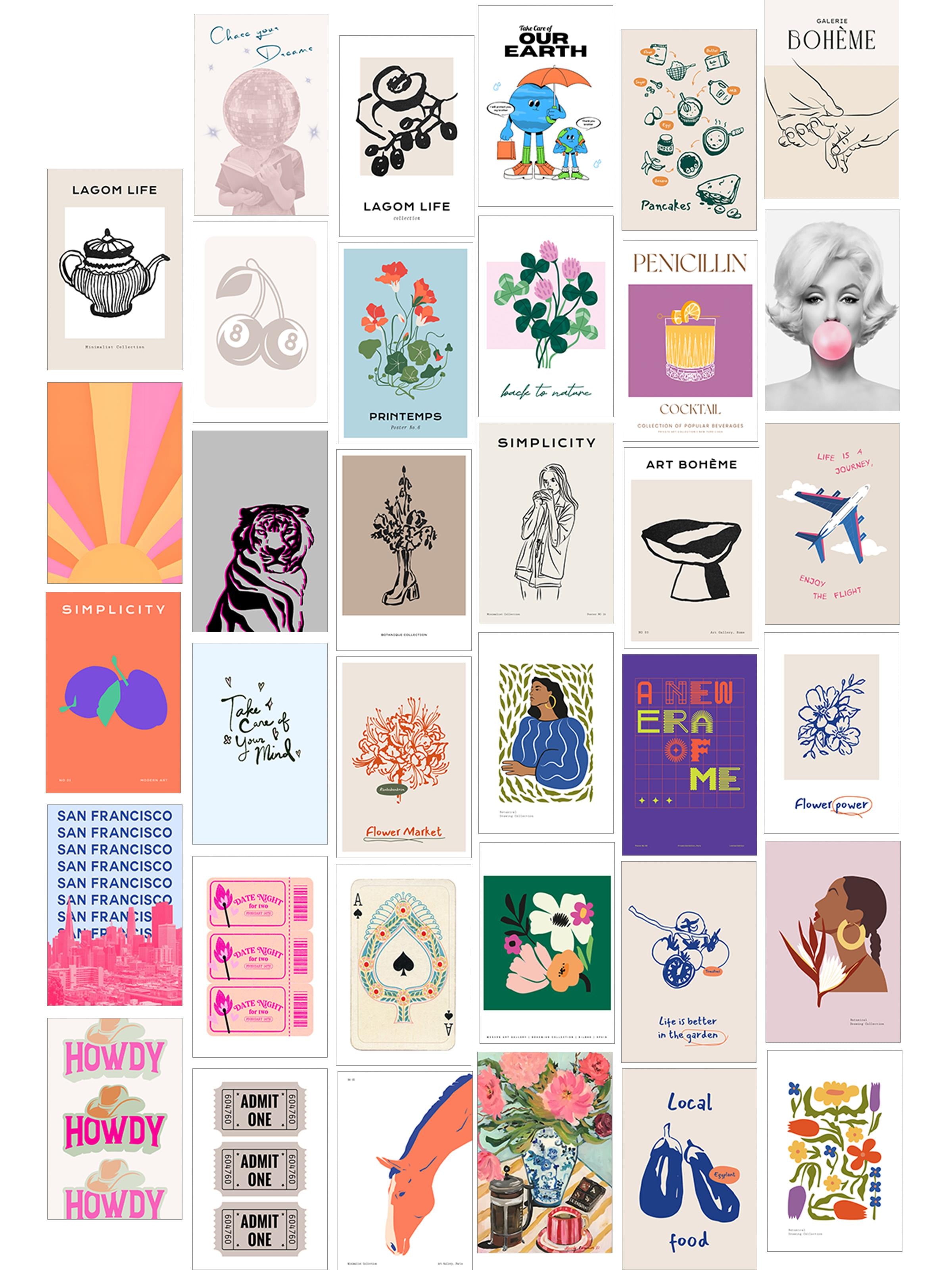 Poster Seti - Karışık Kolaj Poster Seti - 35 Adet Çerçevesiz Poster 10*15cm - Yapışkan Hediyeli