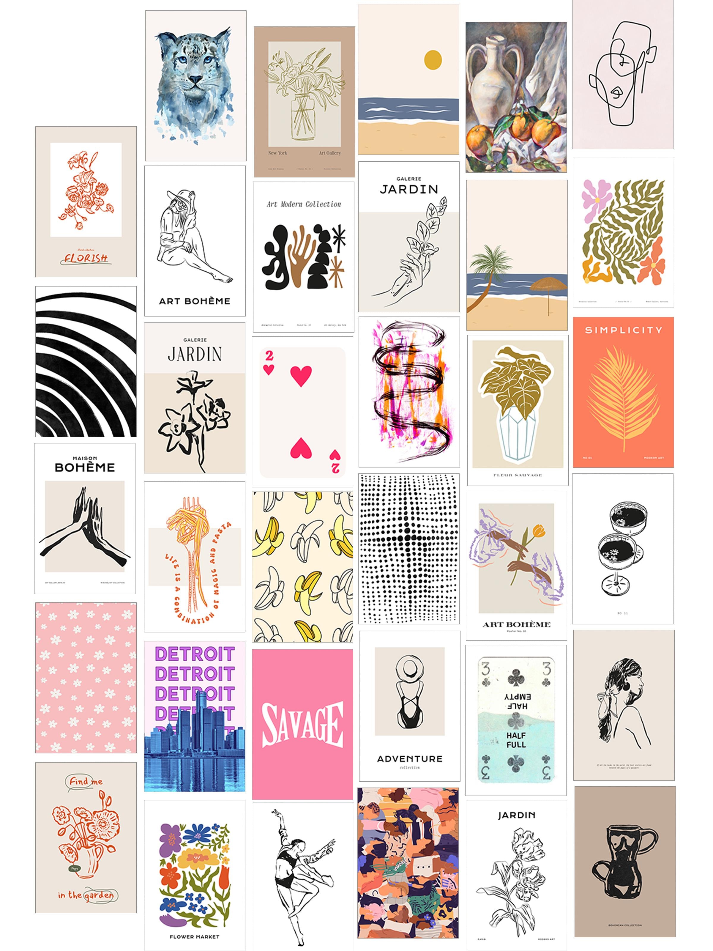 Poster Seti - Karışık Kolaj Poster Seti - 35 Adet Çerçevesiz Poster 10*15cm - Yapışkan Hediyeli