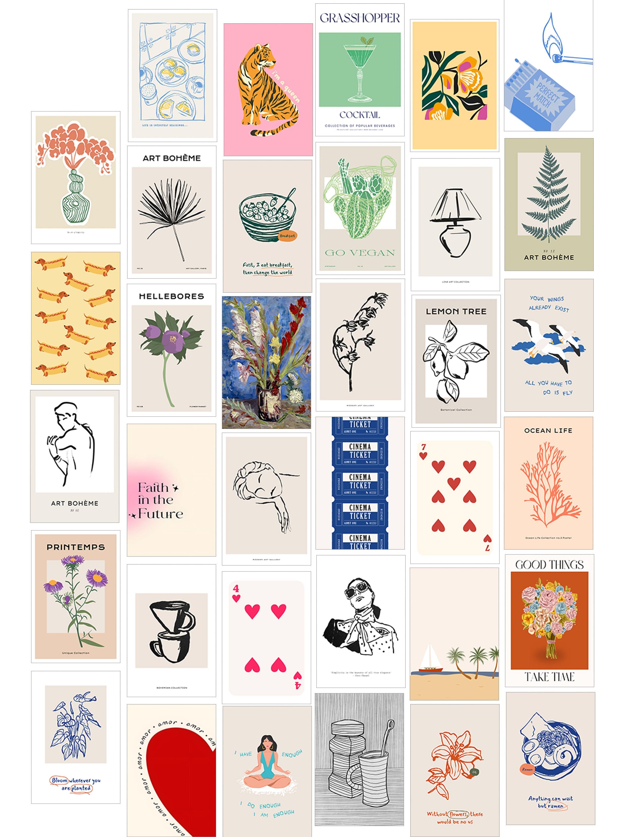 Poster Seti - Karışık Kolaj Poster Seti - 35 Adet Çerçevesiz Poster 10*15cm - Yapışkan Hediyeli